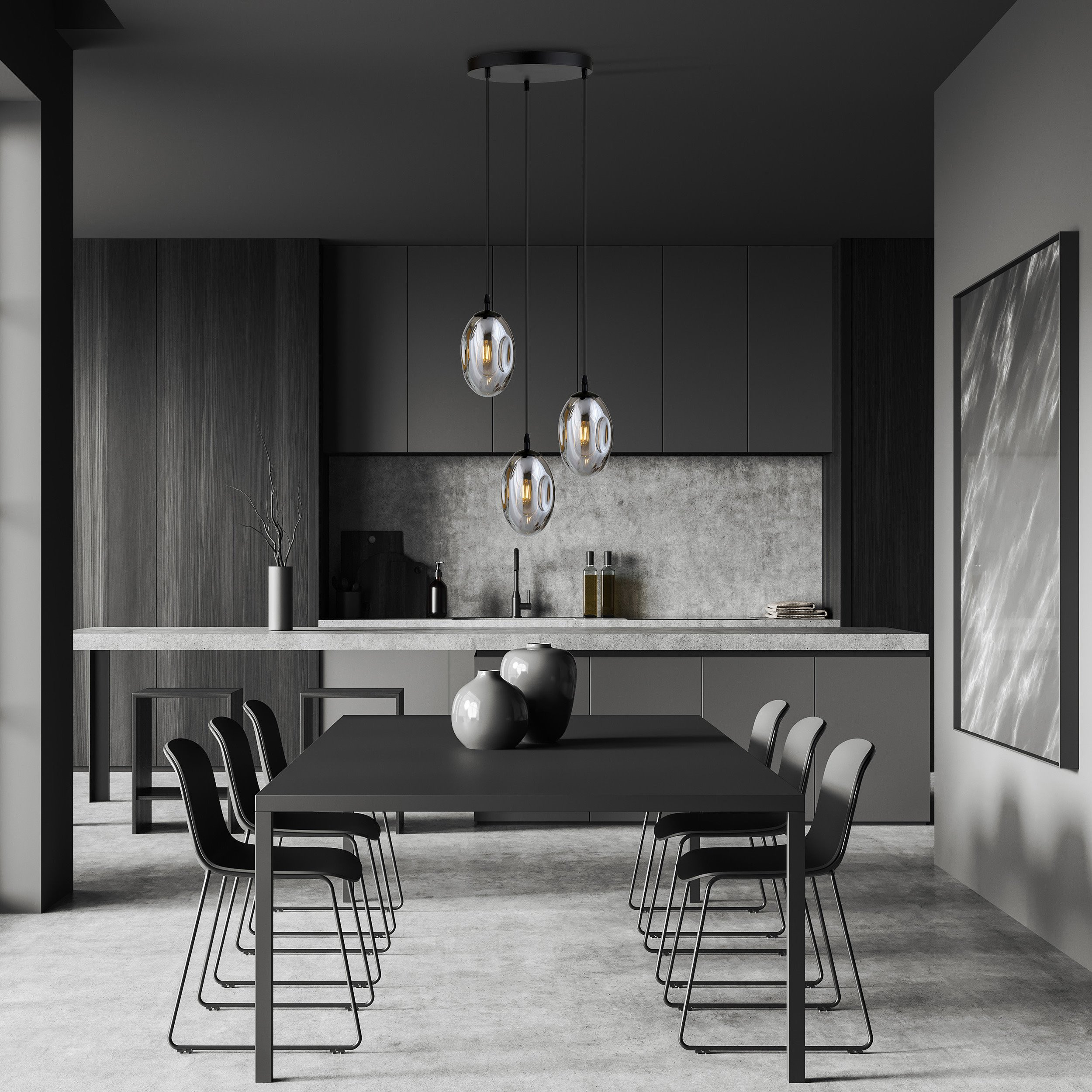 Suspension Astral avec base en métal circulaire et abat-jour ovale en verre au design contemporain par Emibig Suspension Astral avec base en métal circulaire et abat-jour ovale en verre au design contemporain par Emibig
