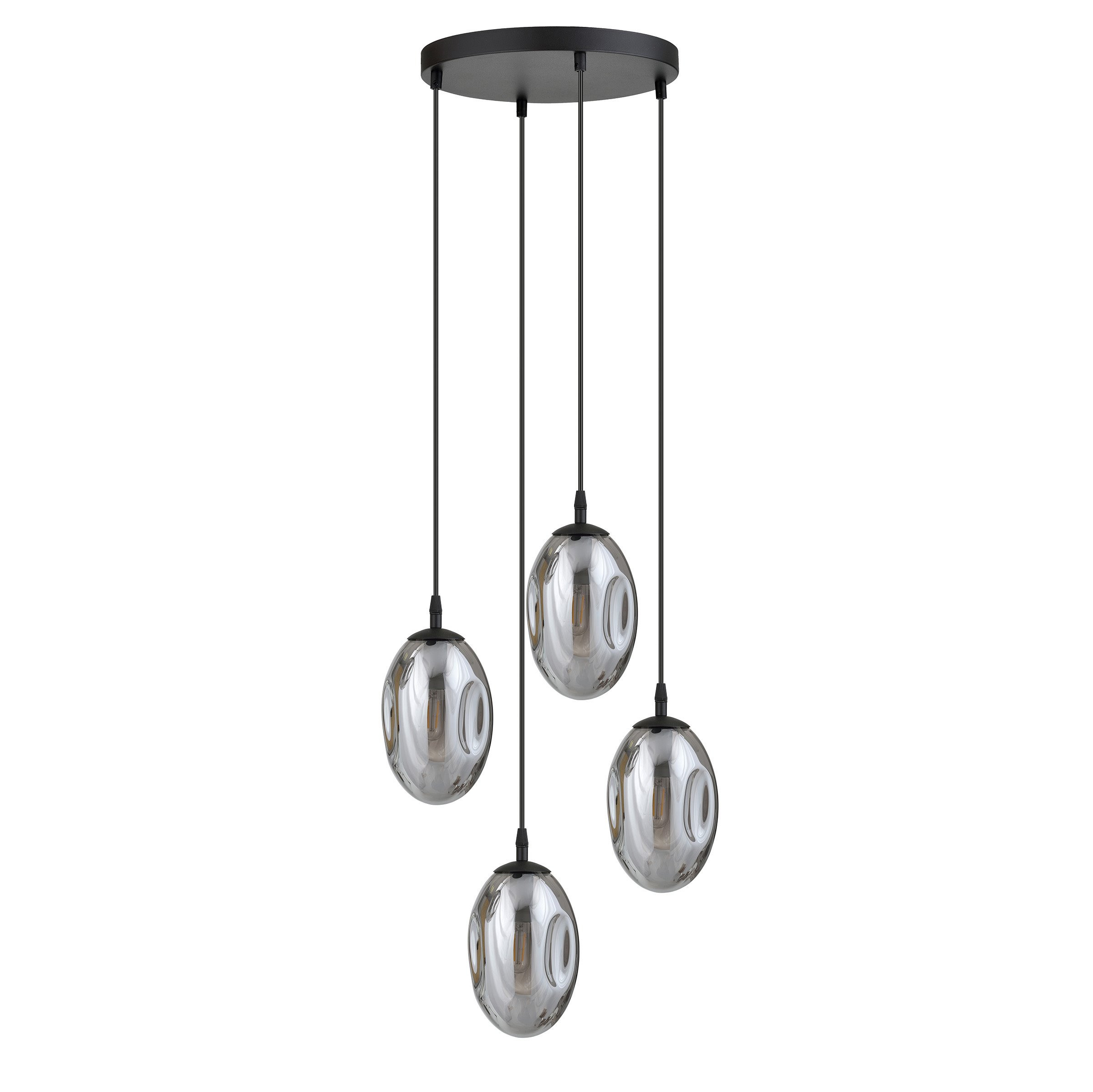 Suspension Astral avec base en métal circulaire et abat-jour ovale en verre au design contemporain par Emibig Suspension Astral avec base en métal circulaire et abat-jour ovale en verre au design contemporain par Emibig