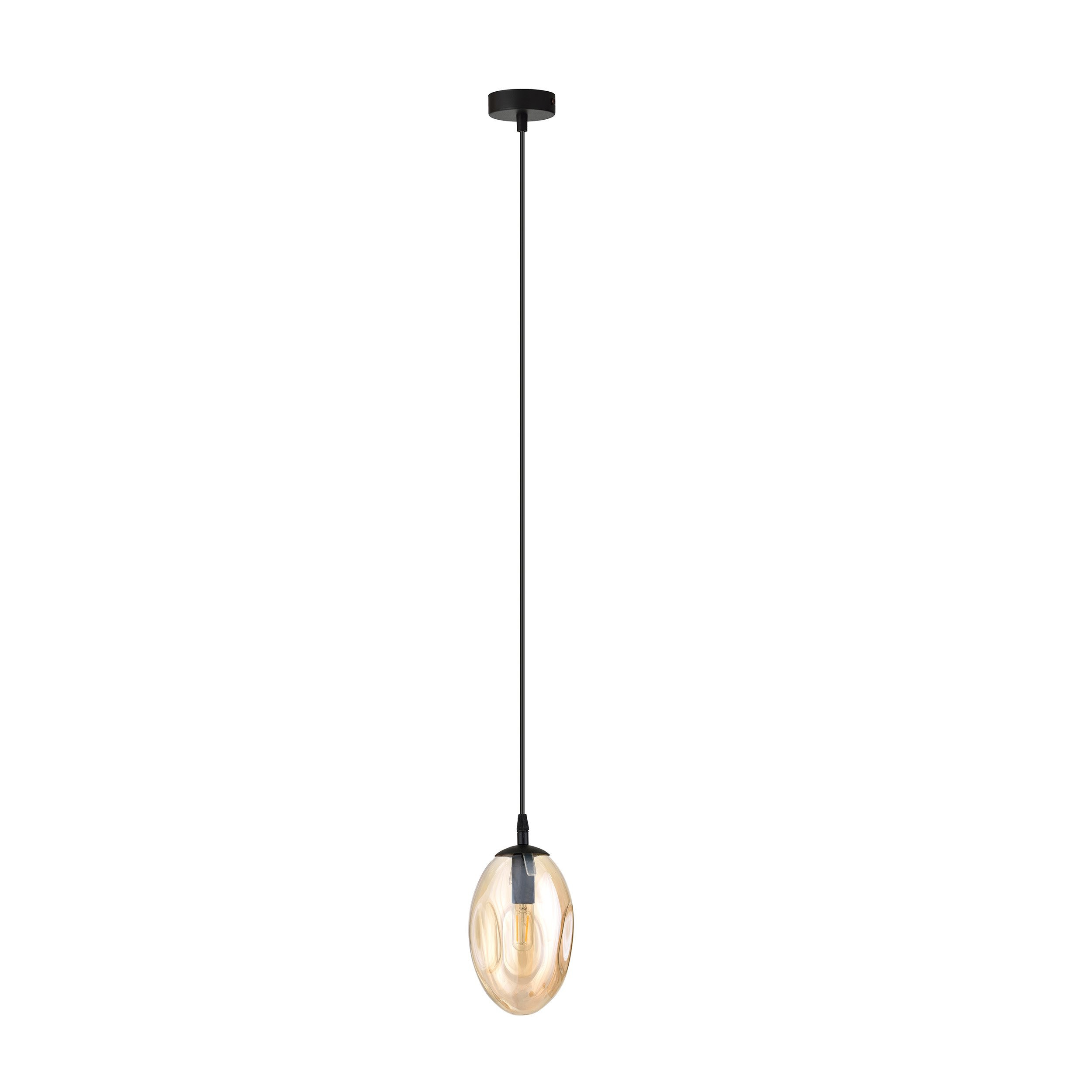 Suspension Astral avec base en métal circulaire et abat-jour ovale en verre au design contemporain par Emibig Suspension Astral avec base en métal circulaire et abat-jour ovale en verre au design contemporain par Emibig