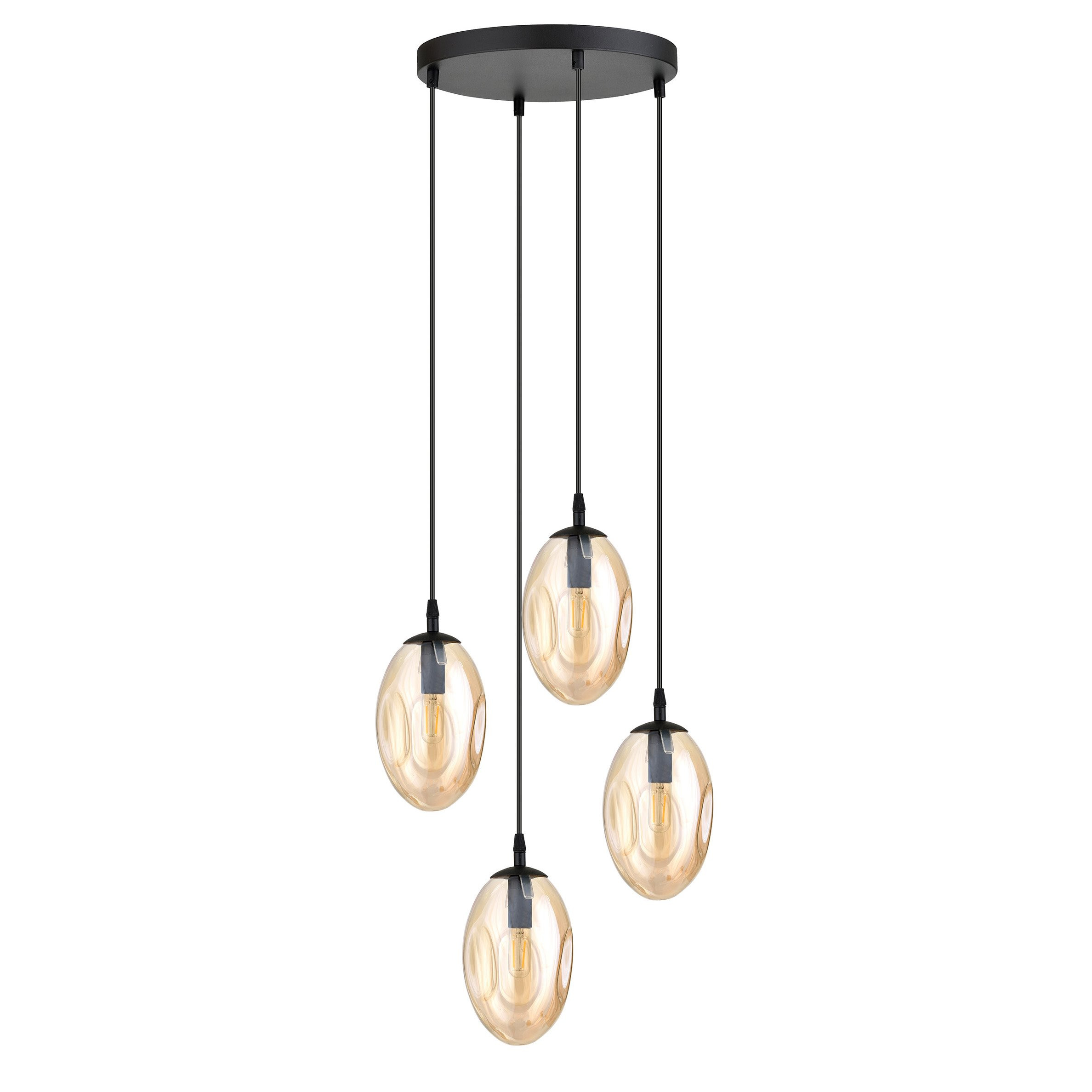 Suspension Astral avec base en métal circulaire et abat-jour ovale en verre au design contemporain par Emibig Suspension Astral avec base en métal circulaire et abat-jour ovale en verre au design contemporain par Emibig