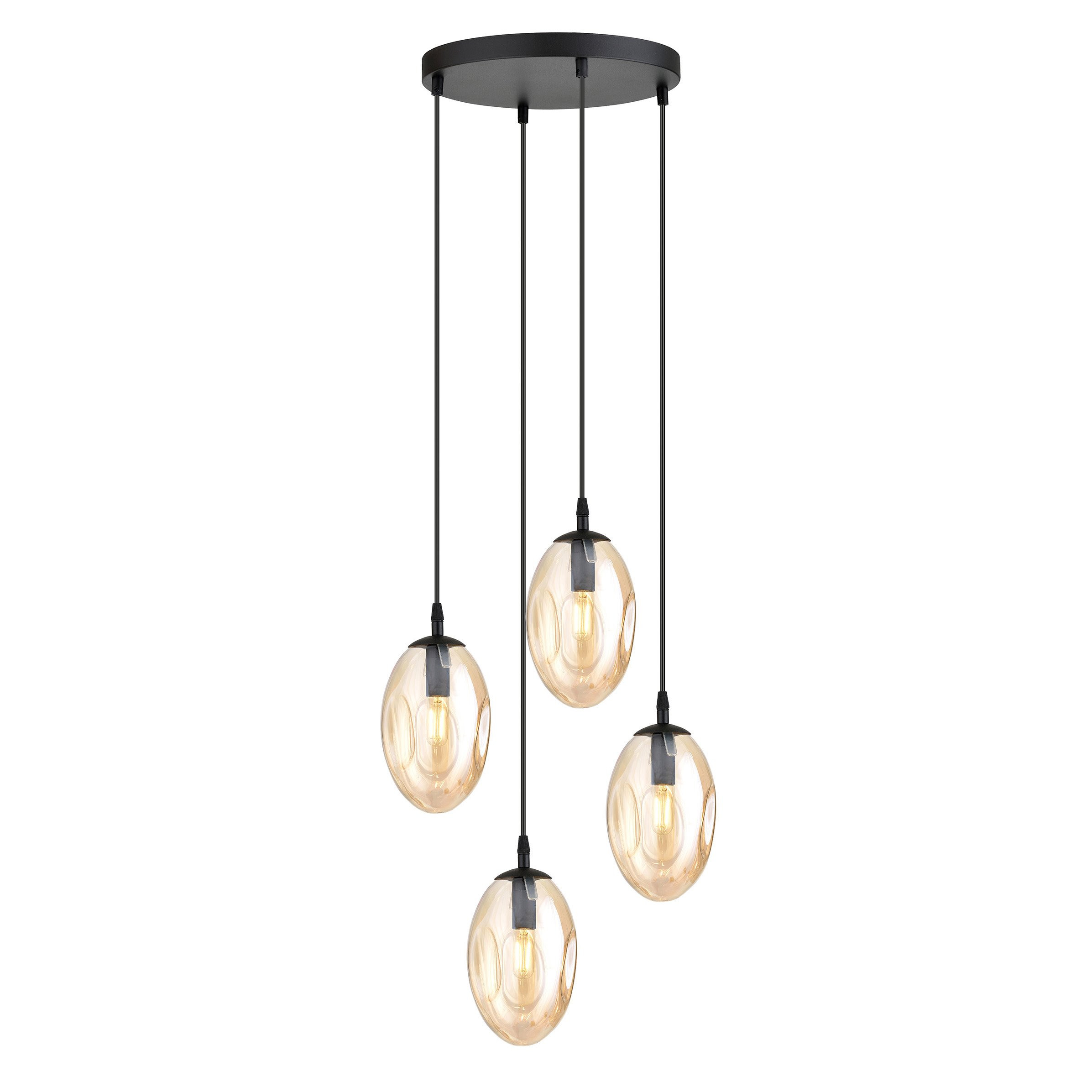 Suspension Astral avec base en métal circulaire et abat-jour ovale en verre au design contemporain par Emibig Suspension Astral avec base en métal circulaire et abat-jour ovale en verre au design contemporain par Emibig