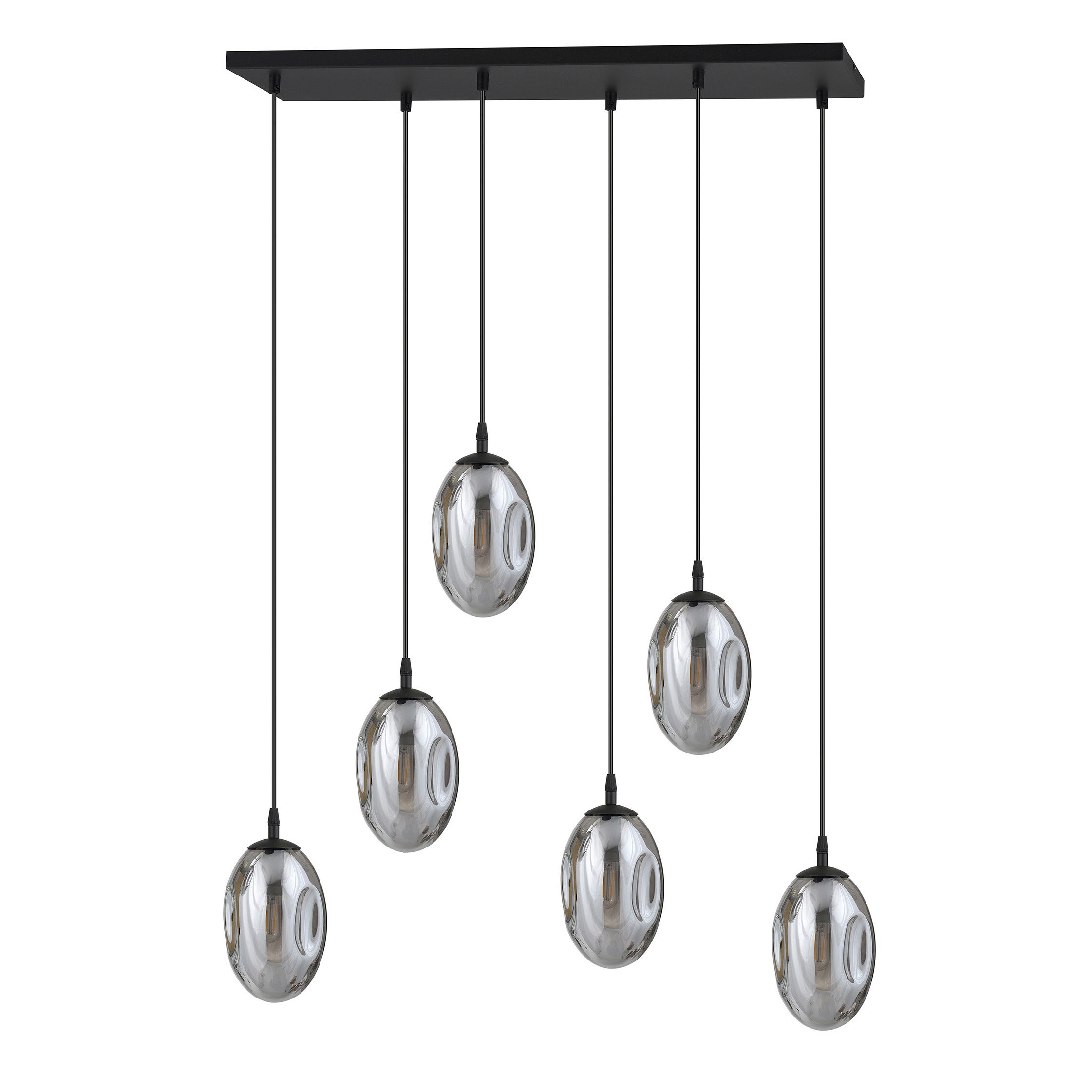Suspension Astral avec base en métal rectangulaire et abat-jour ovale en verre au design contemporain par Emibig Suspension Astral avec base en métal rectangulaire et abat-jour ovale en verre au design contemporain par Emibig