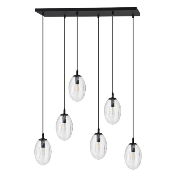 Suspension Astral avec base en métal rectangulaire et abat-jour ovale en verre au design contemporain par Emibig