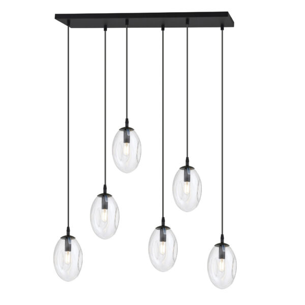 Suspension Astral avec base en métal rectangulaire et abat-jour ovale en verre au design contemporain par Emibig