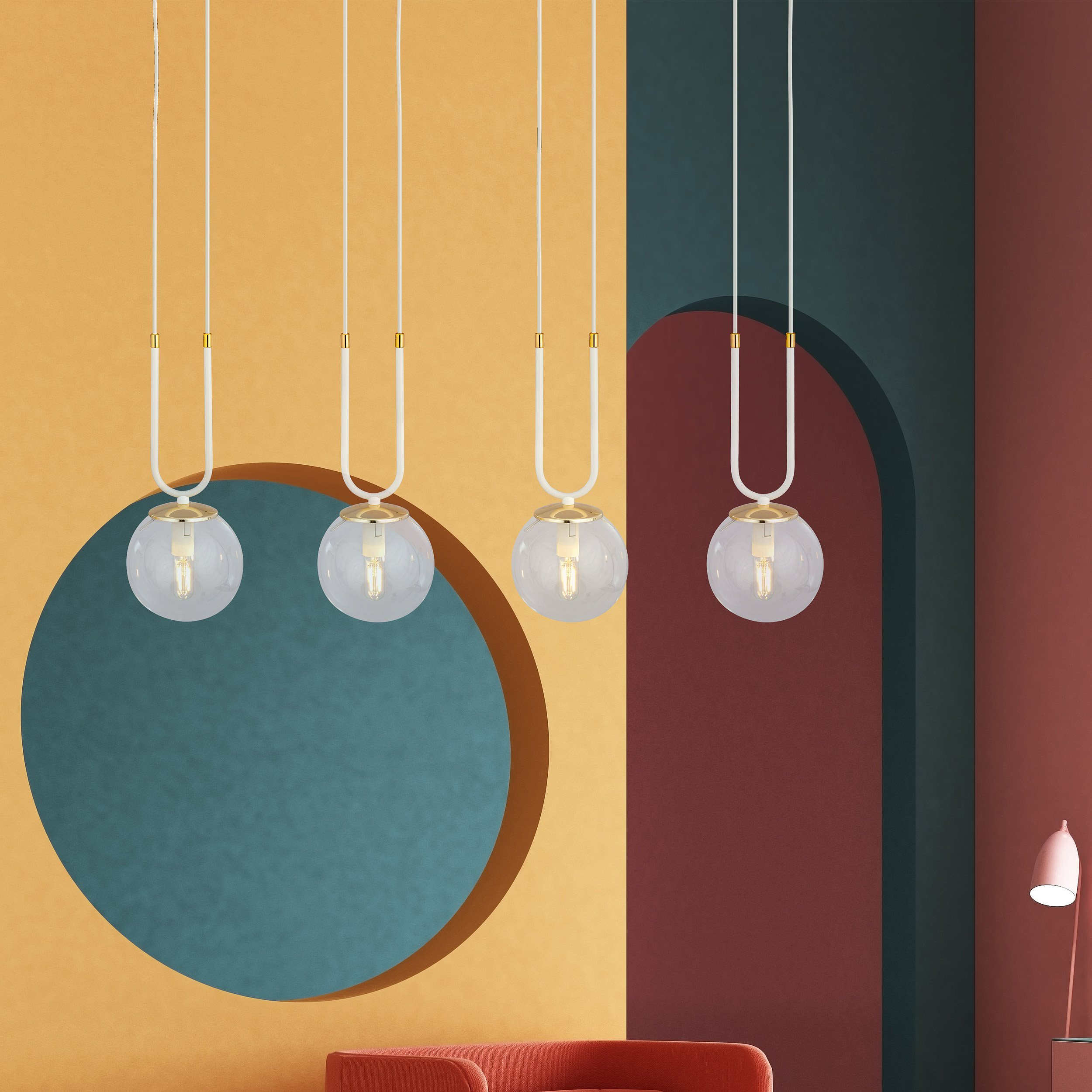 Suspension Glam base en métal ave détail doré au design contemporain par Emibig Suspension Glam base en métal ave détail doré au design contemporain par Emibig