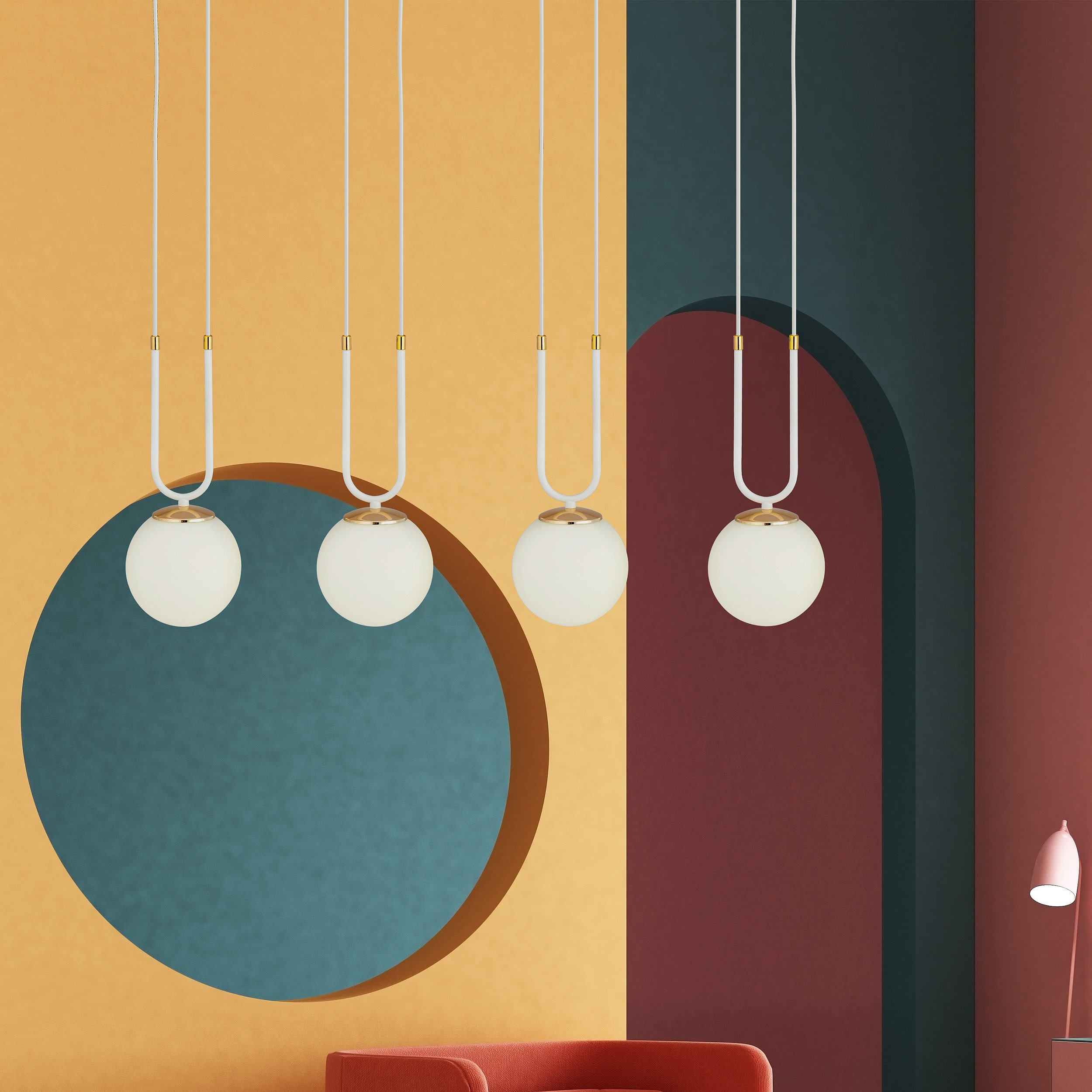 Suspension Glam base en métal ave détail doré au design contemporain par Emibig Suspension Glam base en métal ave détail doré au design contemporain par Emibig