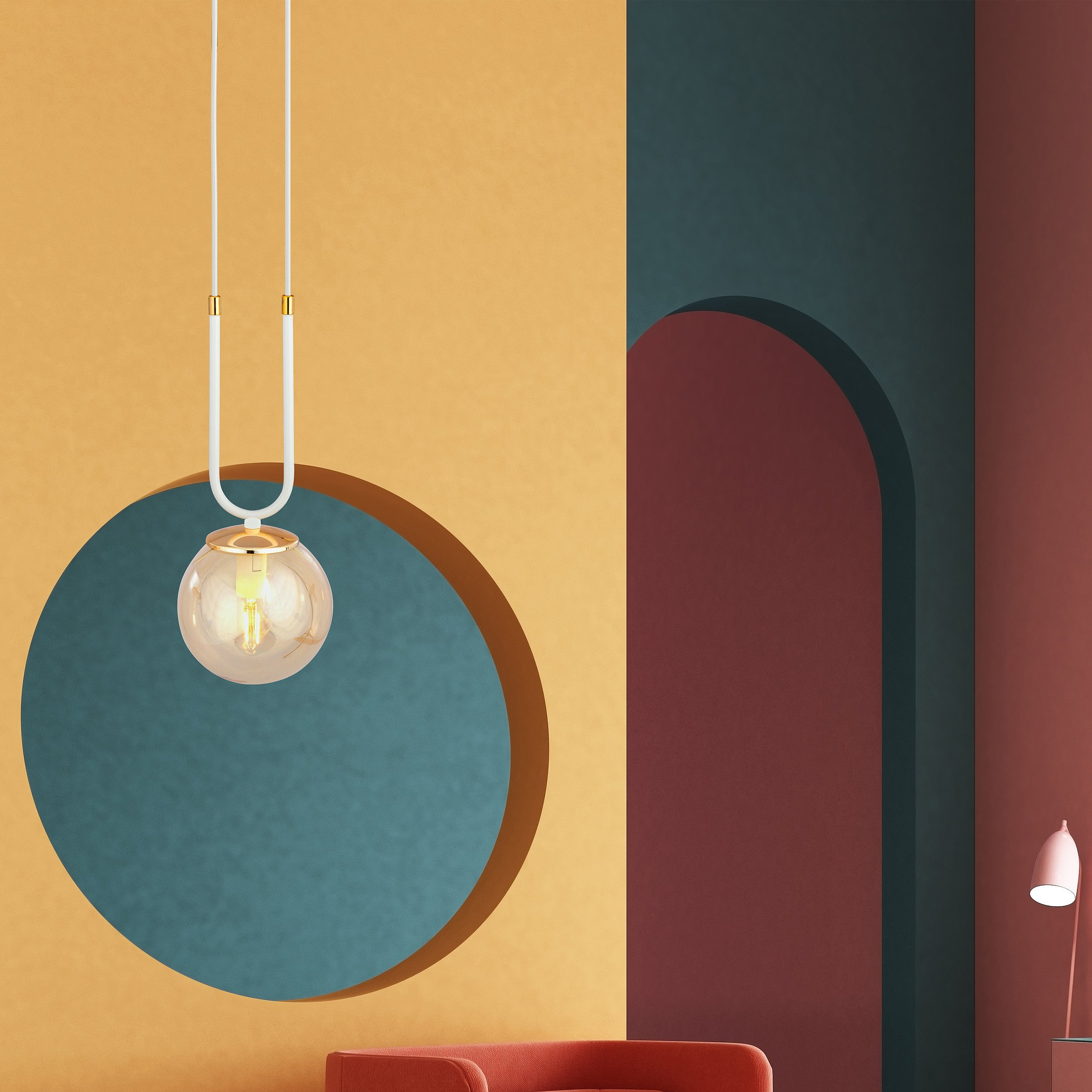 Suspension Glam base en métal ave détail doré au design contemporain par Emibig Suspension Glam base en métal ave détail doré au design contemporain par Emibig