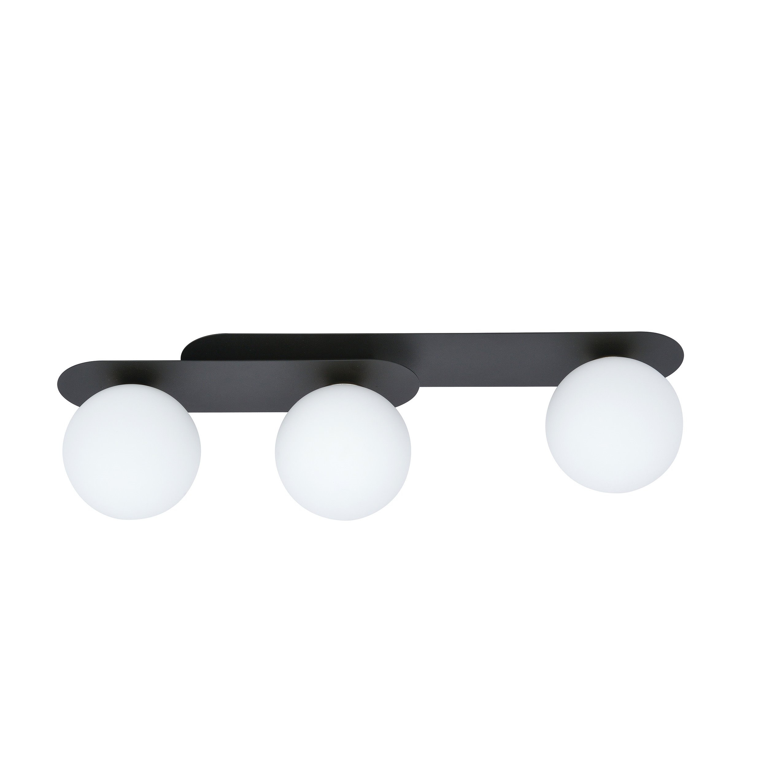 Plafonnier Plaza base en métal ovale avec abat-jour en boule de verre au design contemporain par Emibig