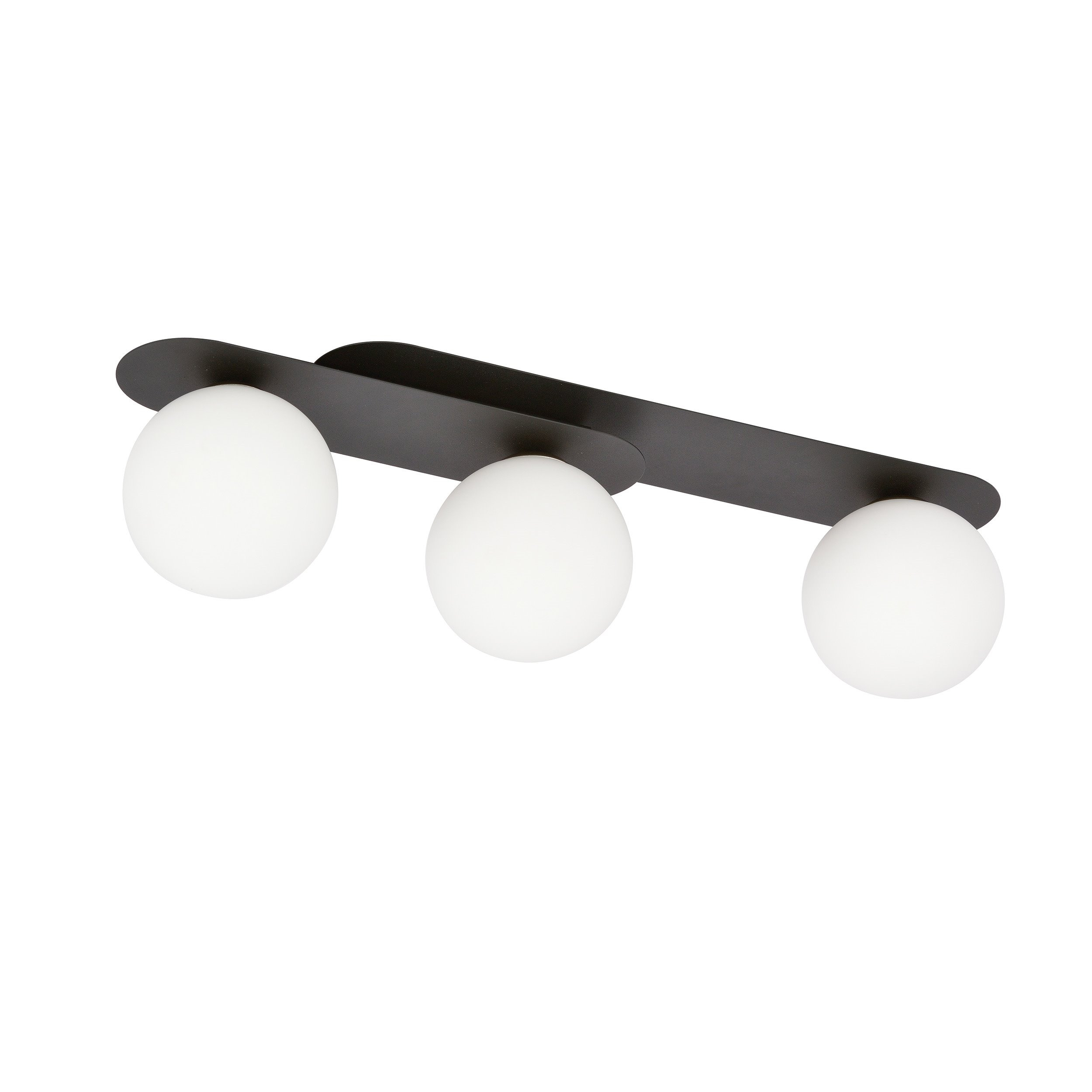 Plafonnier Plaza base en métal ovale avec abat-jour en boule de verre au design contemporain par Emibig