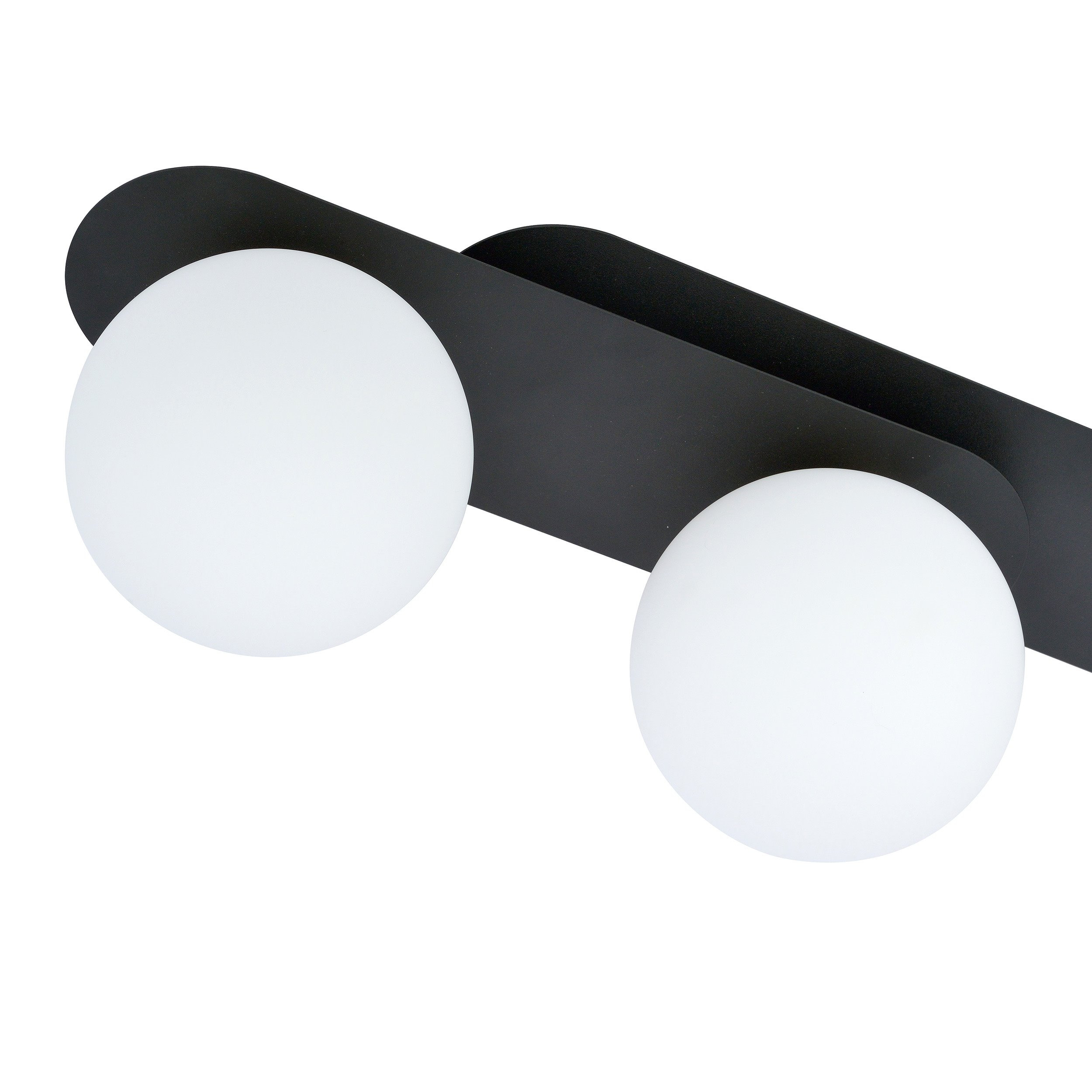 Plafonnier Plaza base en métal ovale avec abat-jour en boule de verre au design contemporain par Emibig