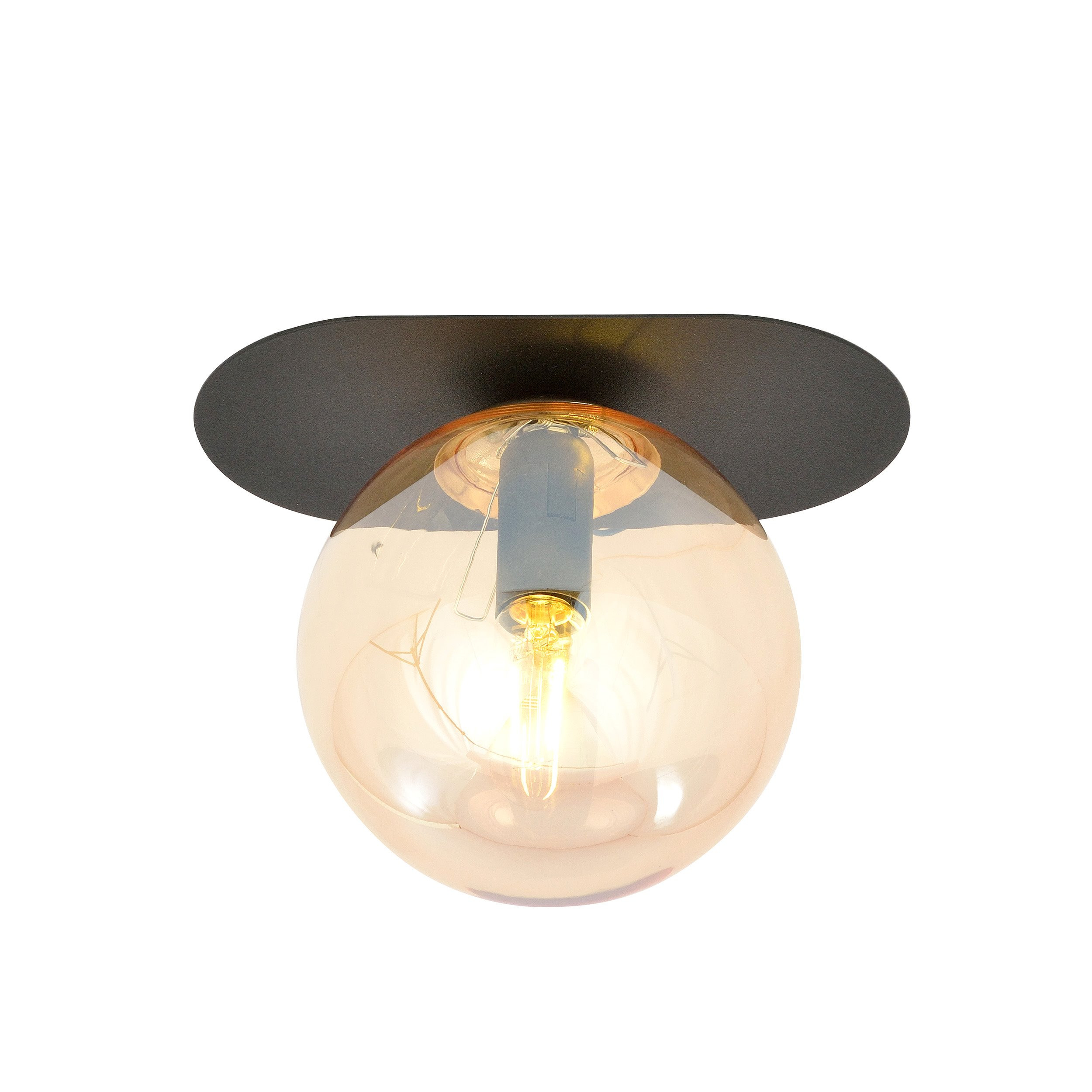 Plafonnier Plaza base en métal ovale avec abat-jour en boule de verre au design contemporain par Emibig