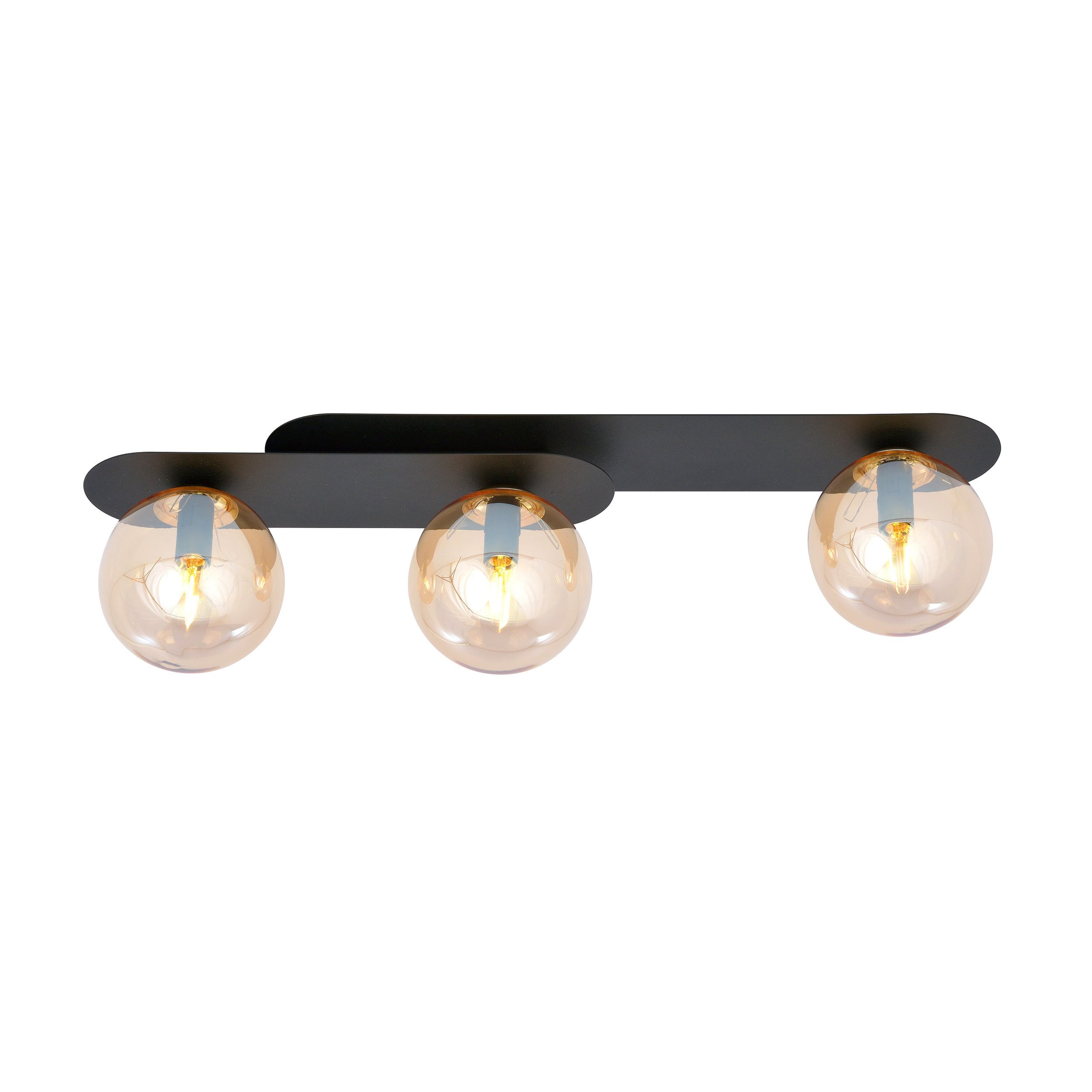 Plafonnier Plaza base en métal ovale avec abat-jour en boule de verre au design contemporain par Emibig