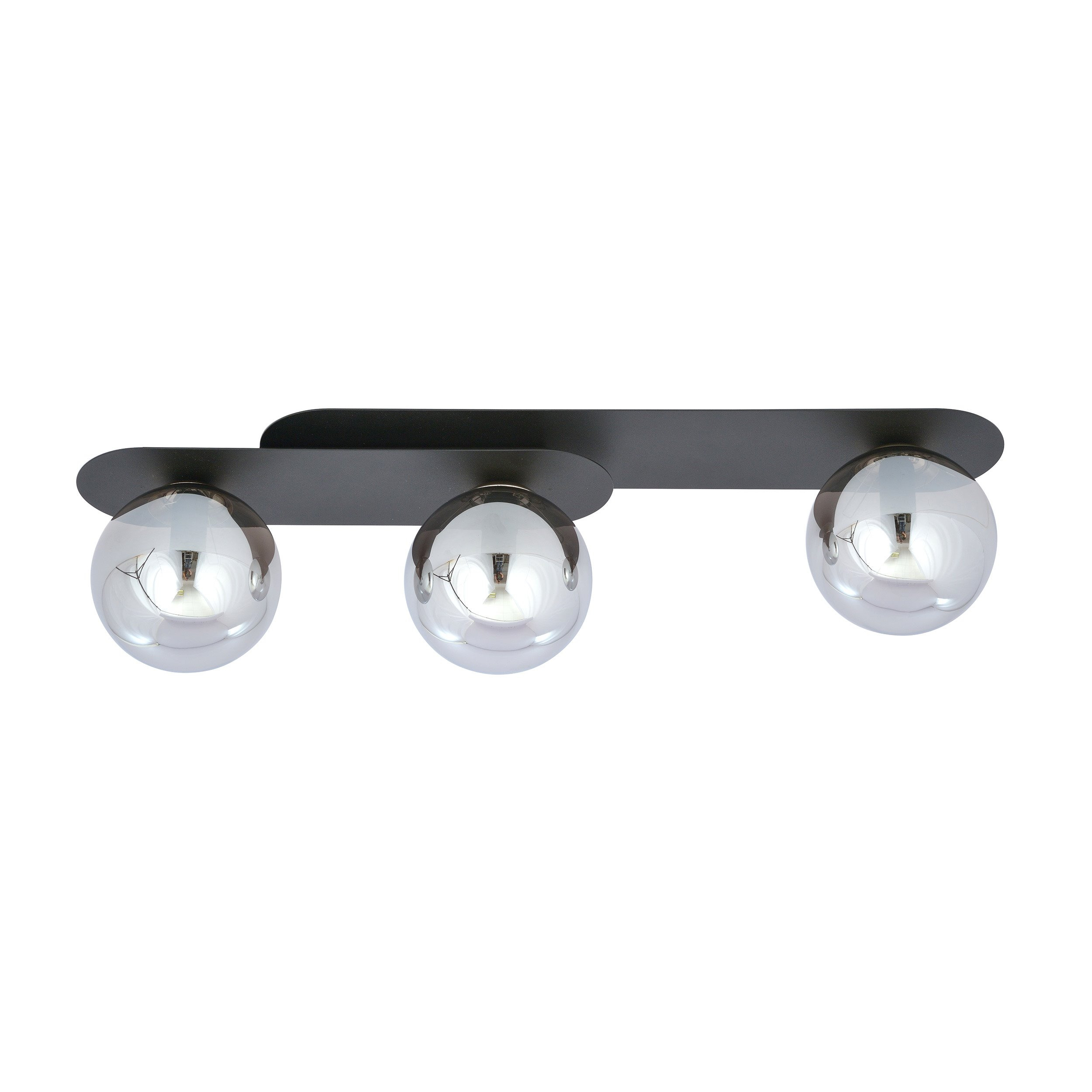 Plafonnier Plaza base en métal ovale avec abat-jour en boule de verre au design contemporain par Emibig