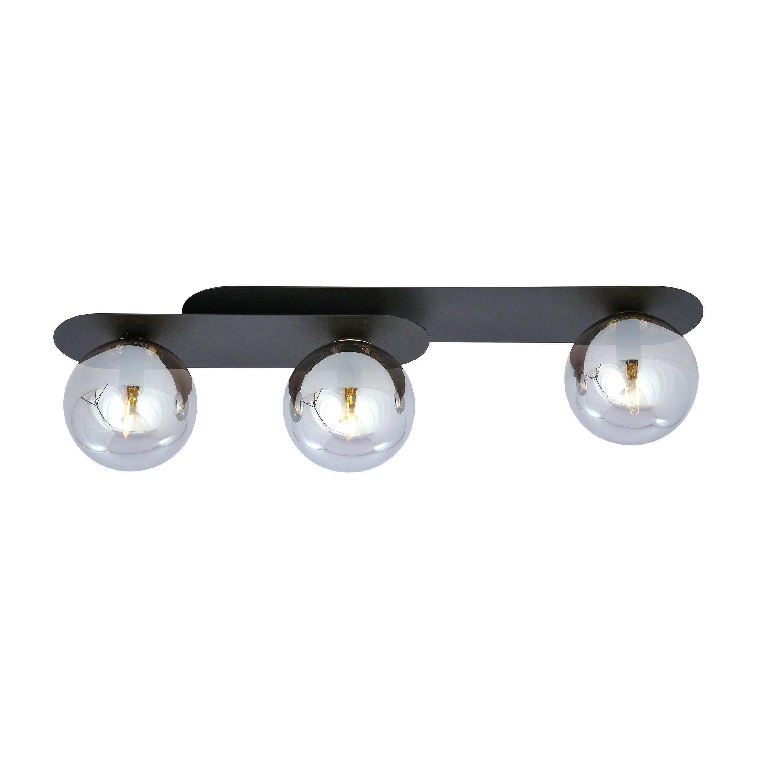 Plafonnier Plaza base en métal ovale avec abat-jour en boule de verre au design contemporain par Emibig