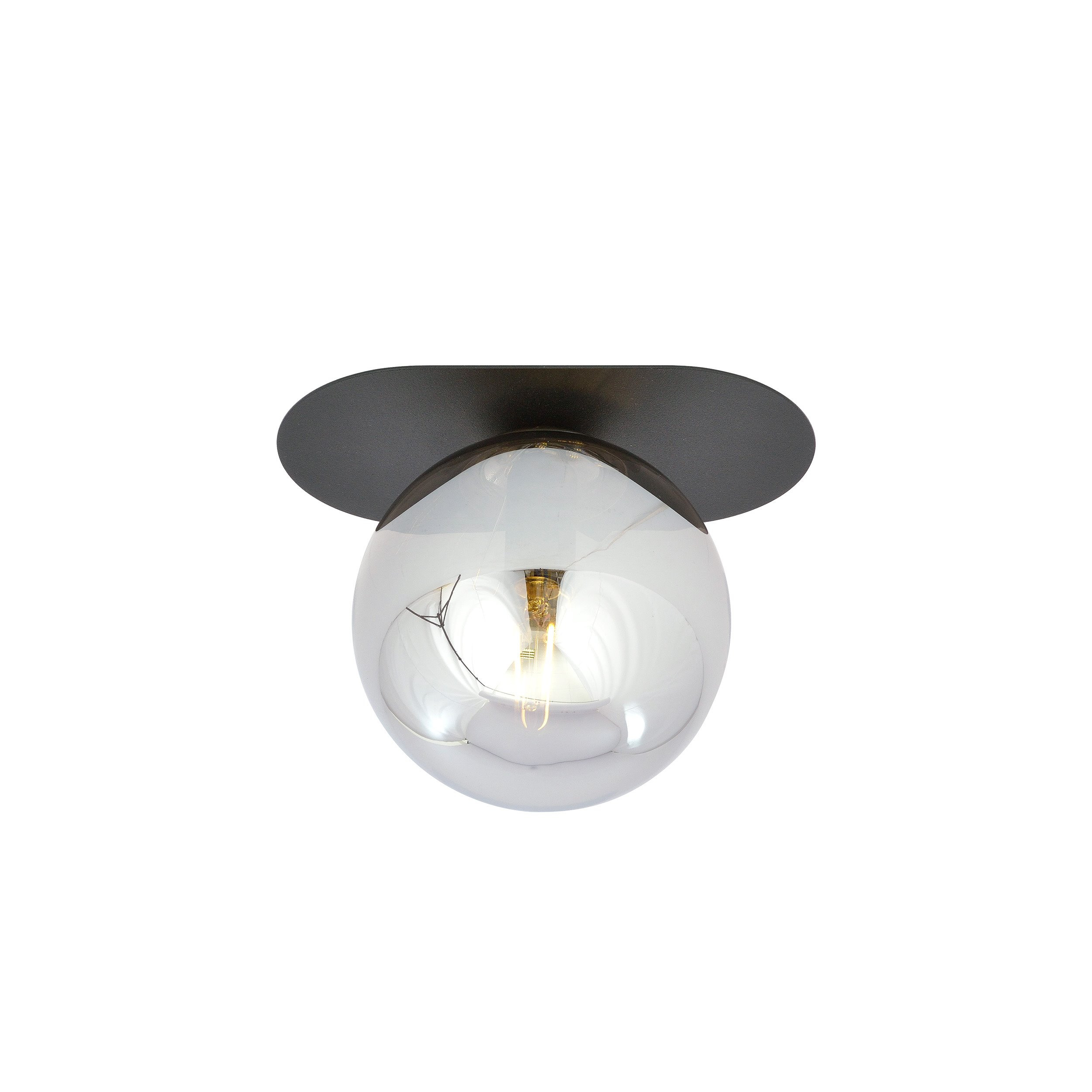 Plafonnier Plaza base en métal ovale avec abat-jour en boule de verre au design contemporain par Emibig