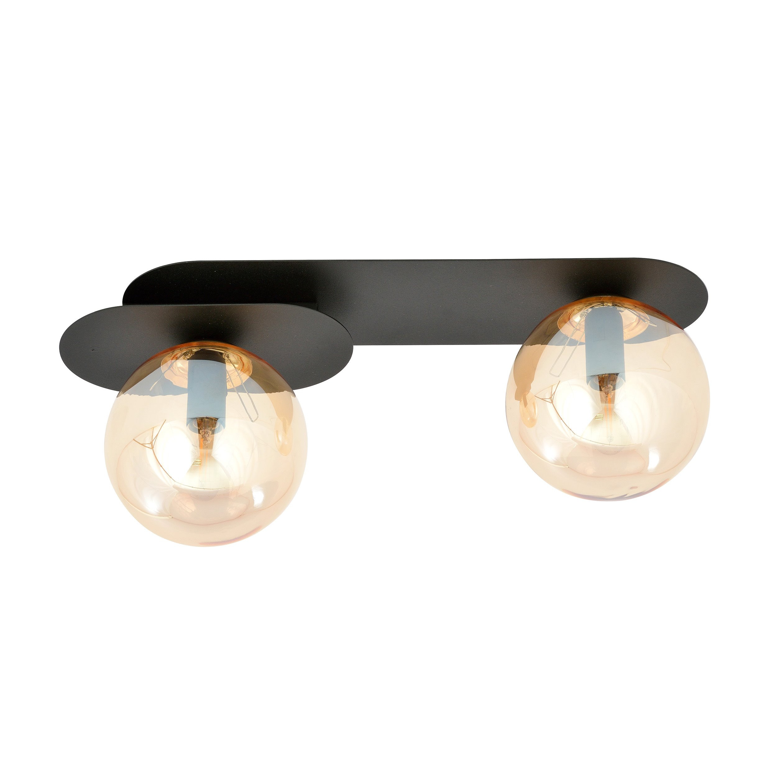 Plafonnier Plaza base en métal ovale avec abat-jour en boule de verre au design contemporain par Emibig