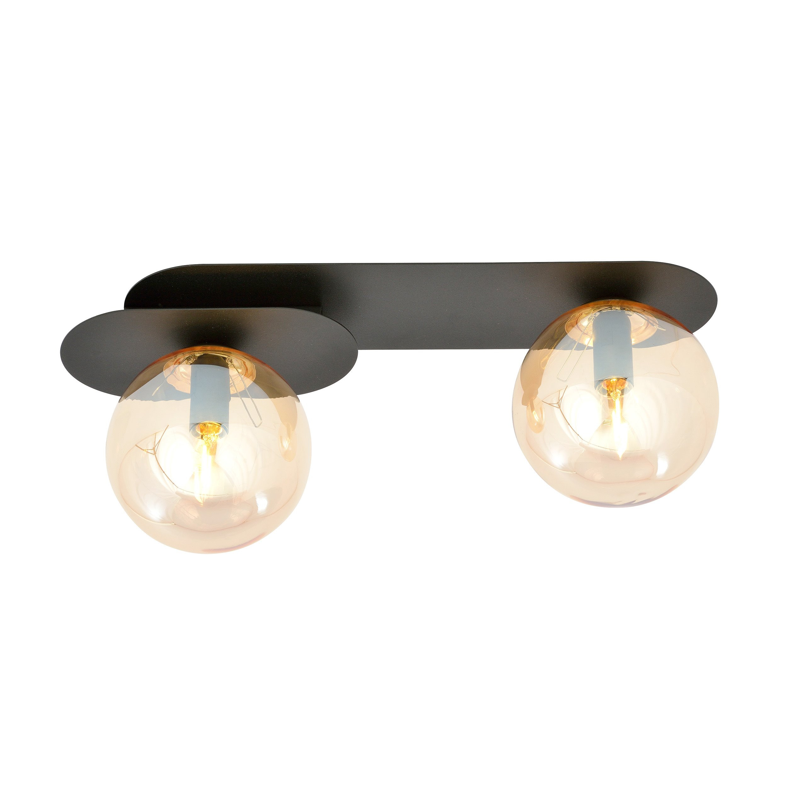 Plafonnier Plaza base en métal ovale avec abat-jour en boule de verre au design contemporain par Emibig