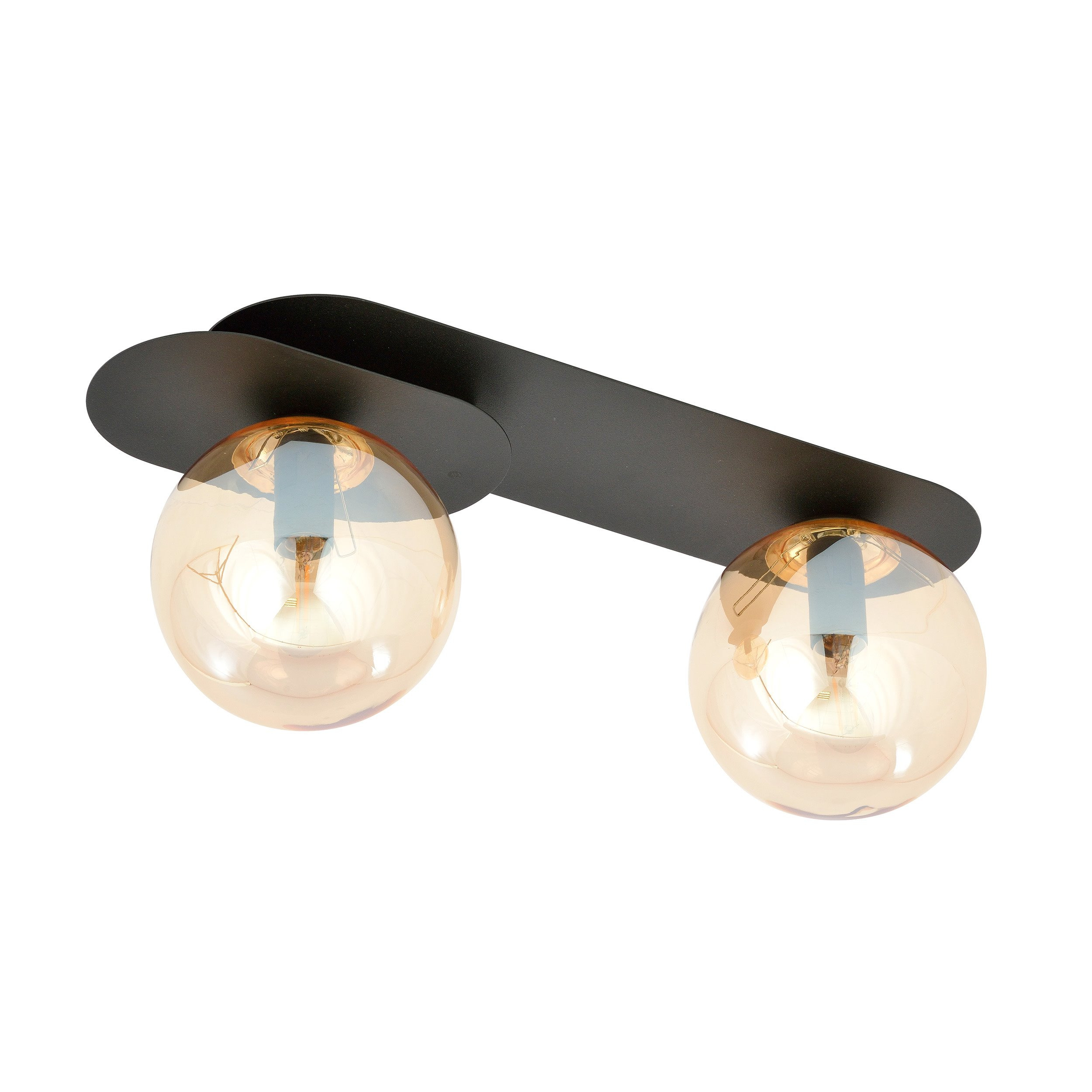 Plafonnier Plaza base en métal ovale avec abat-jour en boule de verre au design contemporain par Emibig