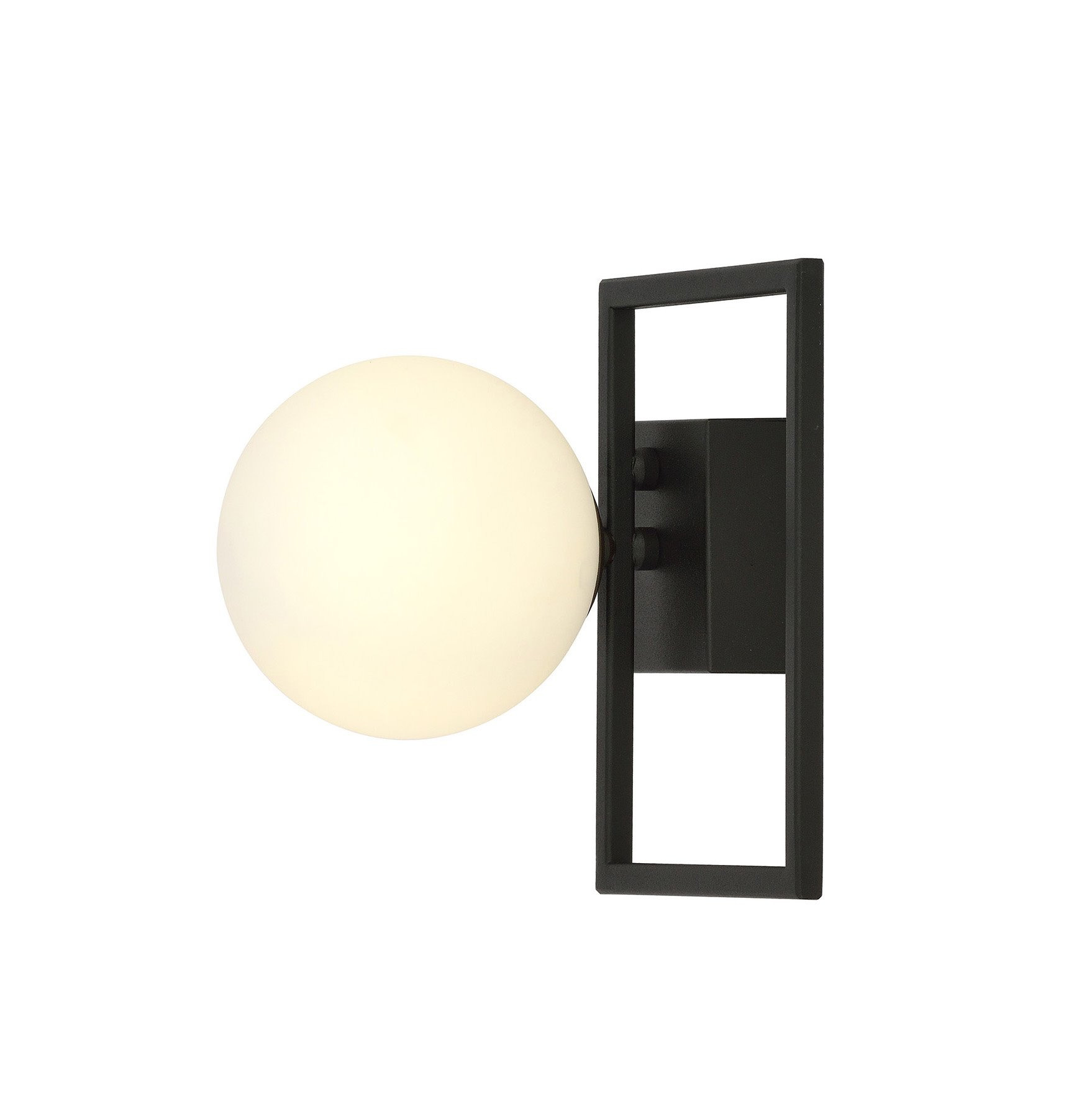 Plafonnier Imago avec base en cadre métallique rectangulaire et abat-jour en boule de verre au design contemporain par Emibig