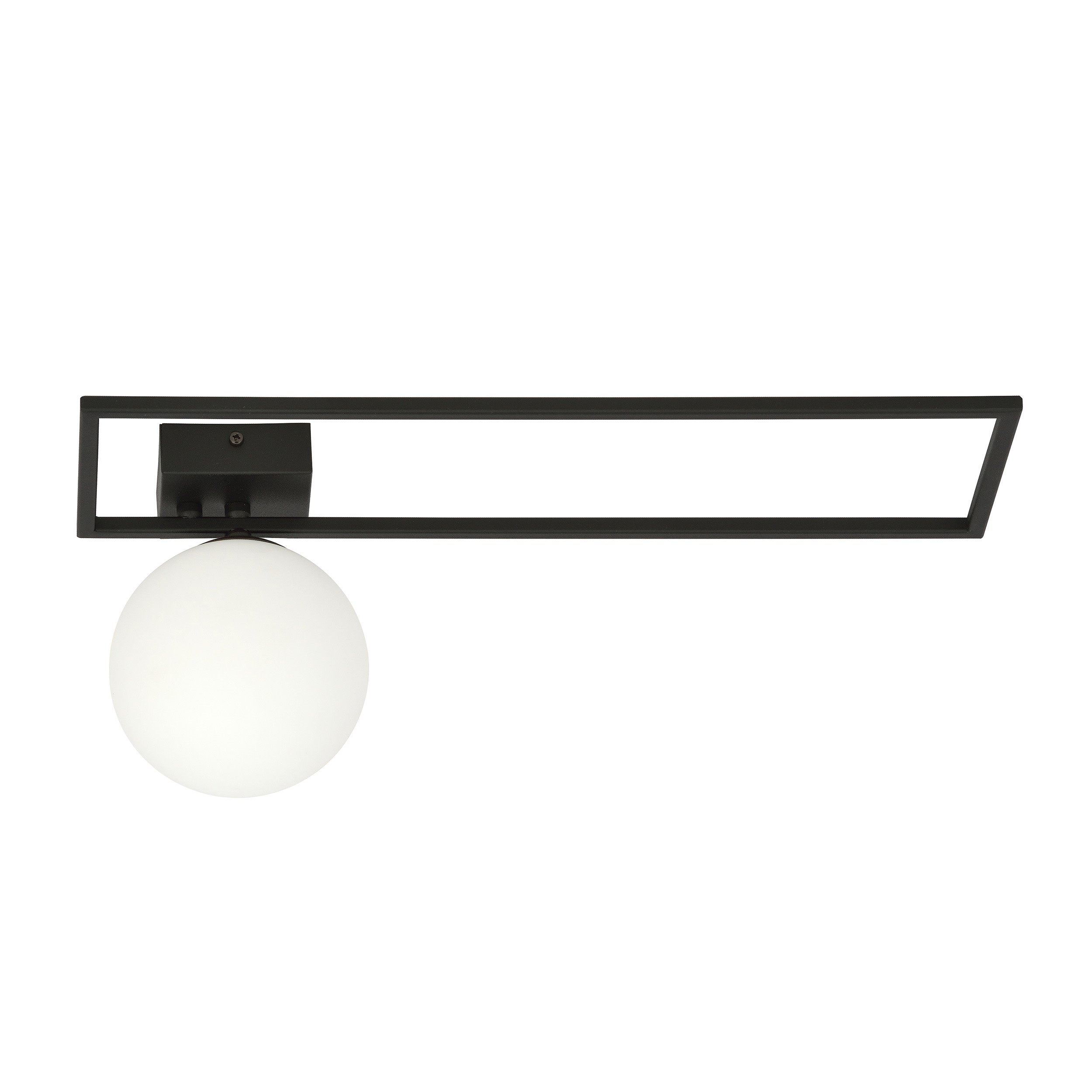 Plafonnier Imago avec base en cadre métallique rectangulaire et abat-jour en boule de verre au design contemporain par Emibig Plafonnier Imago avec base en cadre métallique rectangulaire et abat-jour en boule de verre au design contemporain par Emibig