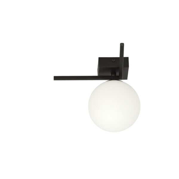 Plafonnier Imago avec base en cadre métallique en angle droit et abat-jour en boule de verre au design contemporain par Emibig