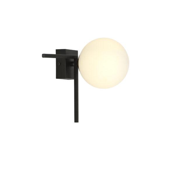 Plafonnier Imago avec base en cadre métallique en angle droit et abat-jour en boule de verre au design contemporain par Emibig