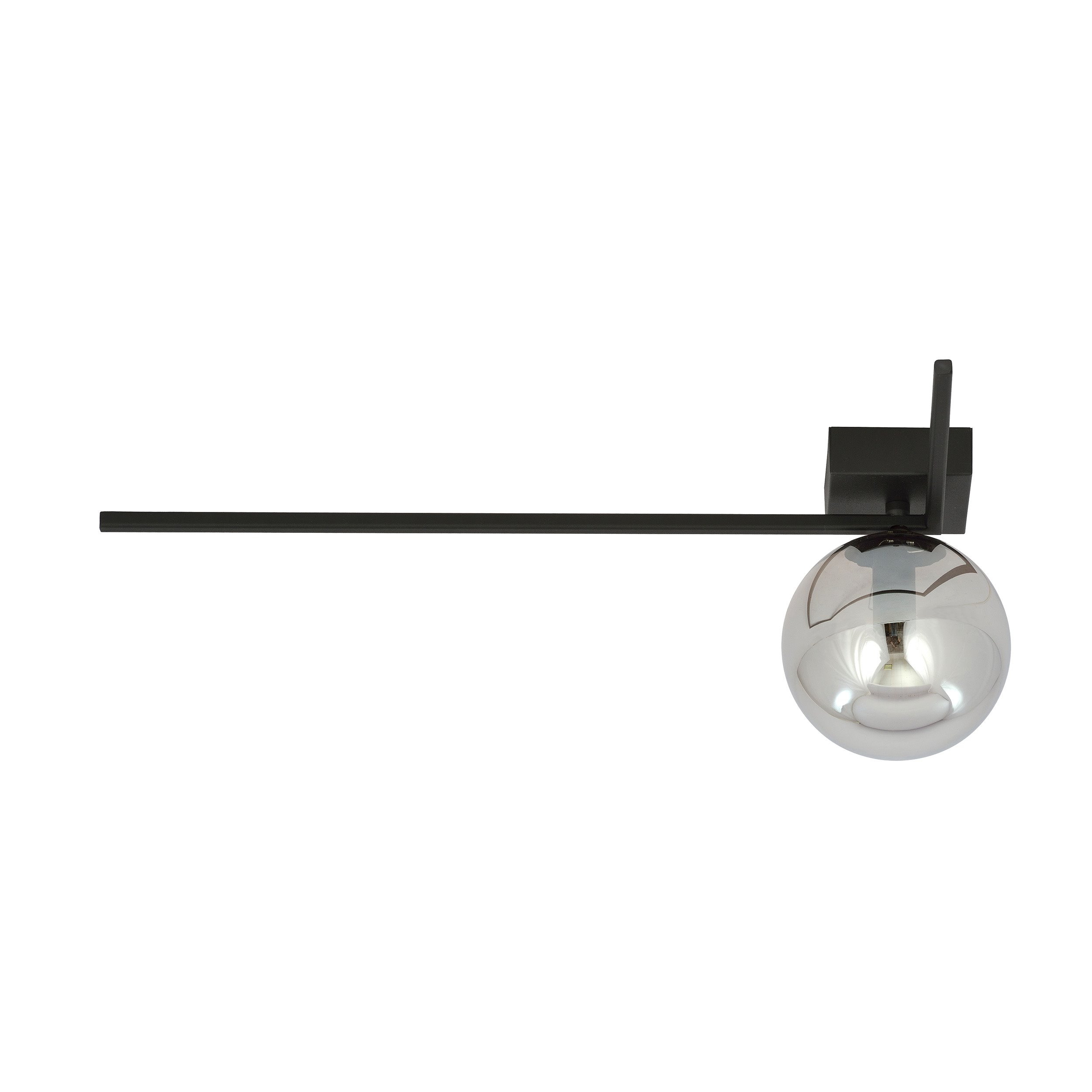 Plafonnier Imago avec base en cadre métallique en angle droit et abat-jour en boule de verre au design contemporain par Emibig Plafonnier Imago avec base en cadre métallique en angle droit et abat-jour en boule de verre au design contemporain par Emibig
