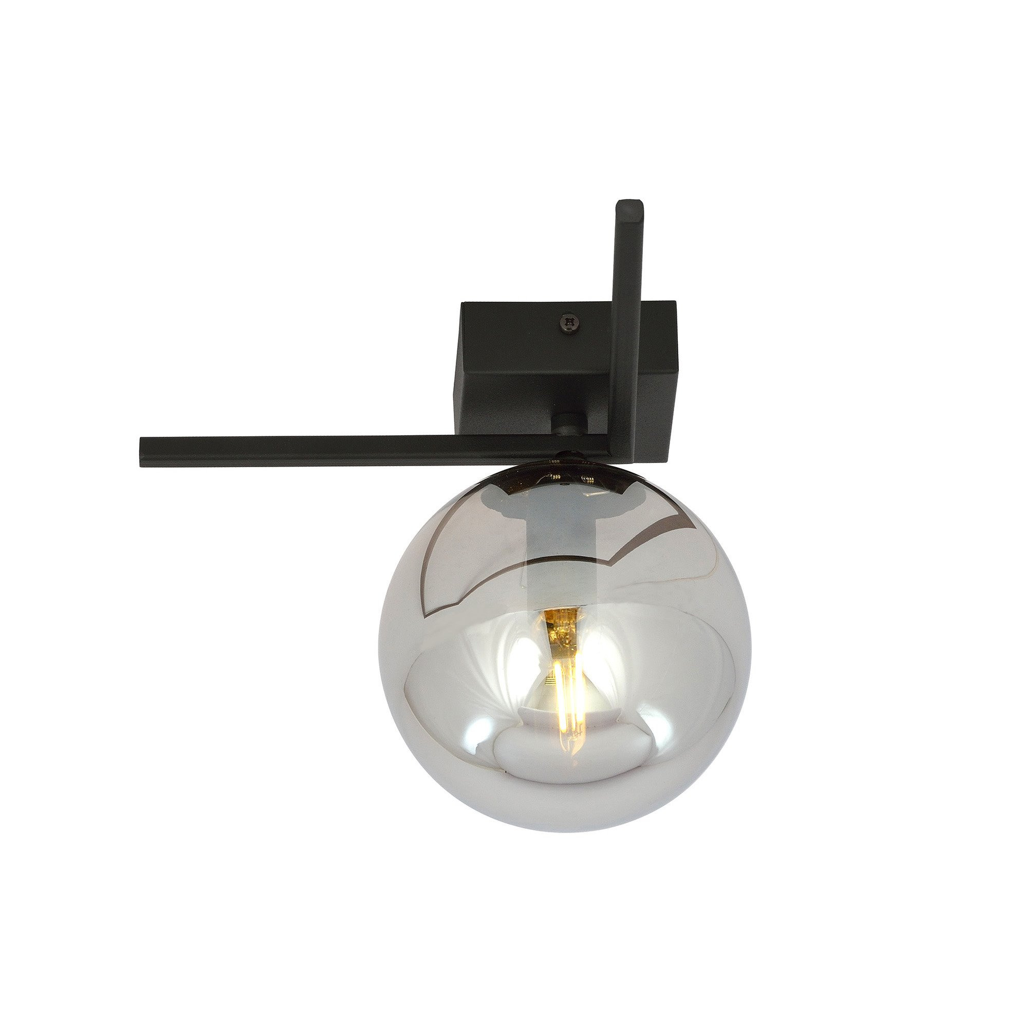 Plafonnier Imago avec base en cadre métallique en angle droit et abat-jour en boule de verre au design contemporain par Emibig Plafonnier Imago avec base en cadre métallique en angle droit et abat-jour en boule de verre au design contemporain par Emibig