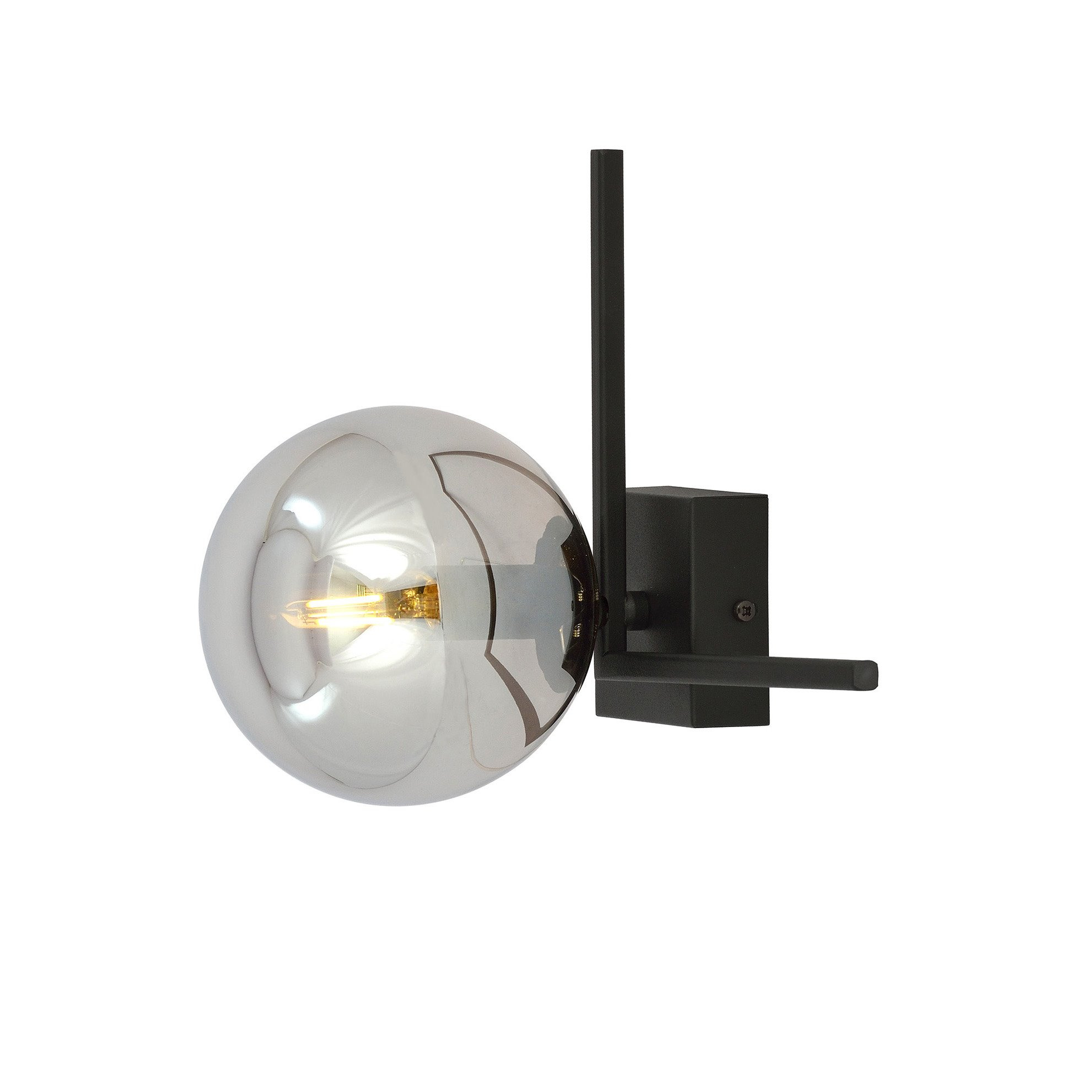 Plafonnier Imago avec base en cadre métallique en angle droit et abat-jour en boule de verre au design contemporain par Emibig Plafonnier Imago avec base en cadre métallique en angle droit et abat-jour en boule de verre au design contemporain par Emibig