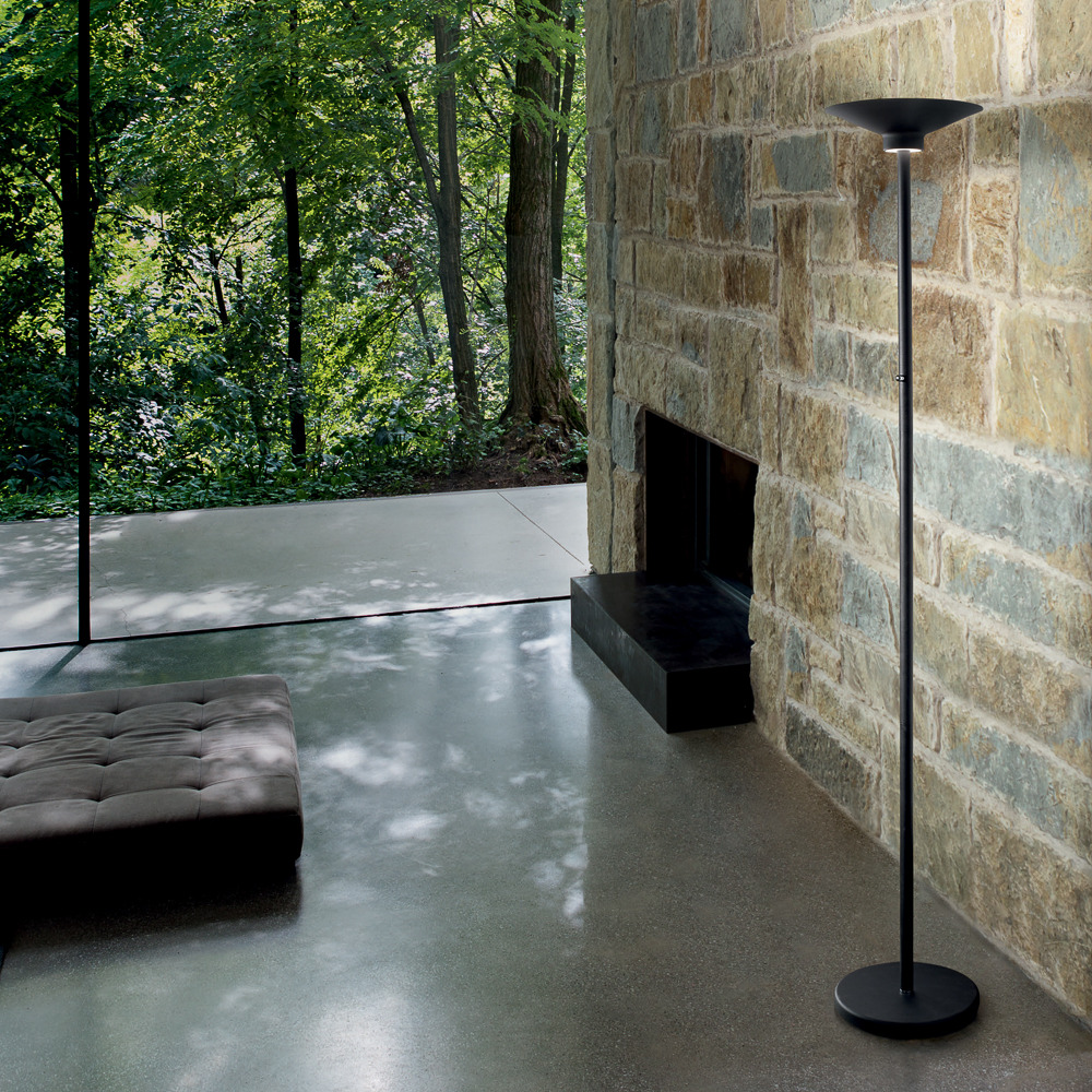 Lampadaire Ypsilon structure en aluminium avec diffuseur haut et bas au design contemporain par Gea Luce