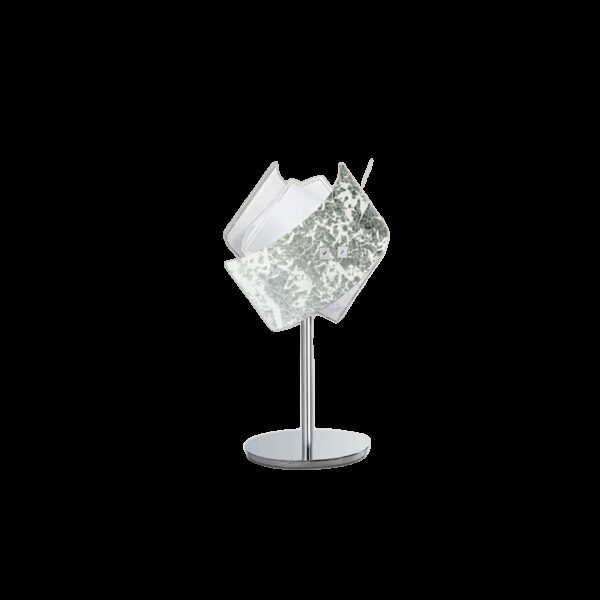 Lampe à poser Camilla base en métal et diffuseur avec feuille en verre coloré par Gea Luce