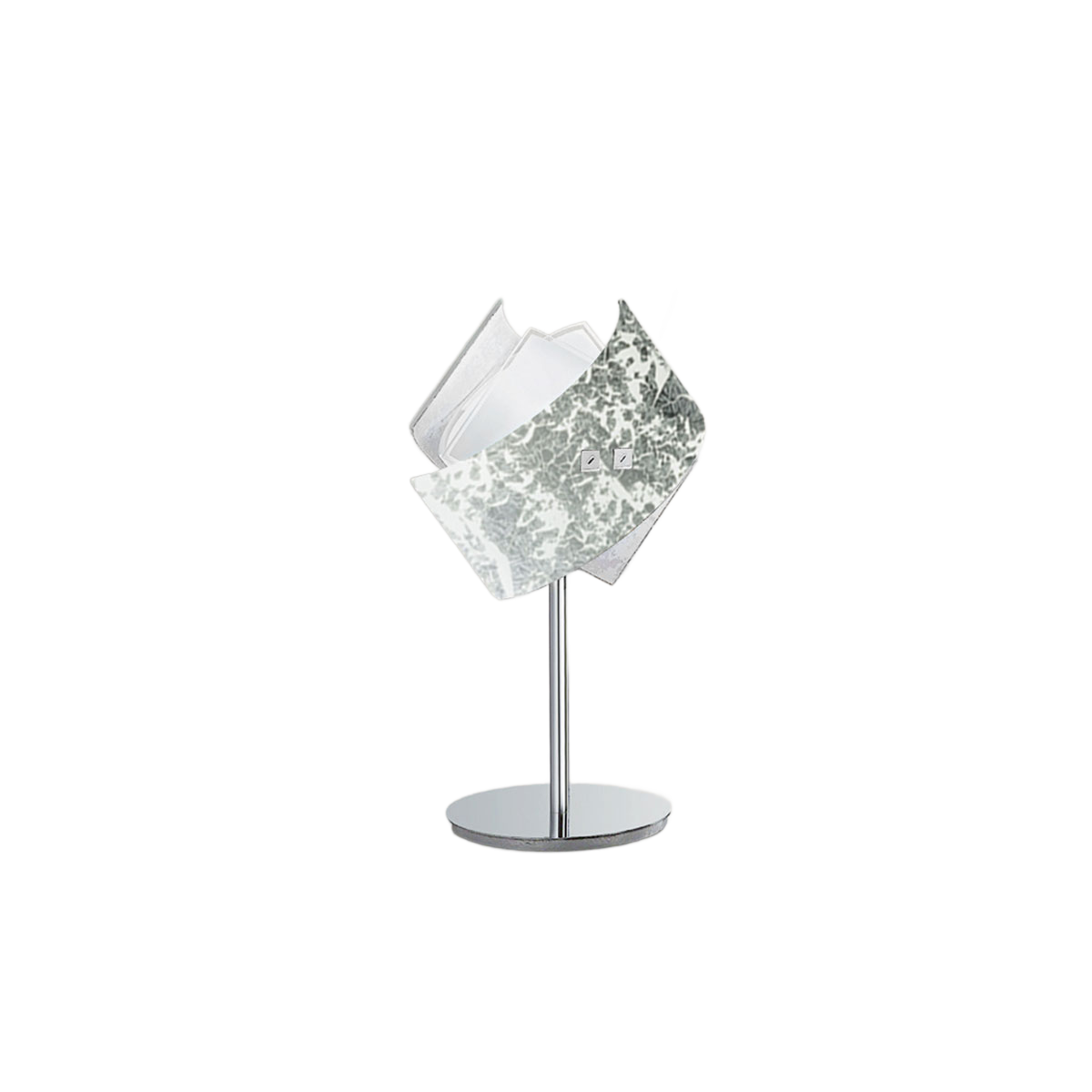 Lampe à poser Camilla base en métal et diffuseur avec feuille en verre coloré par Gea Luce