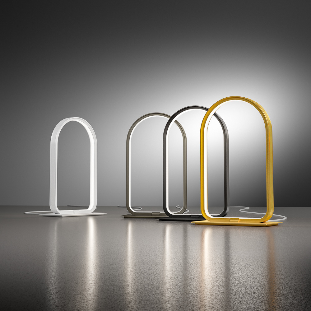 Lampe à poser Nicole cadre en aluminium avec diffuseur en silicone blanc opale au design contemporain Gea Luce Lampe à poser Nicole cadre en aluminium avec diffuseur en silicone blanc opale au design contemporain Gea Luce