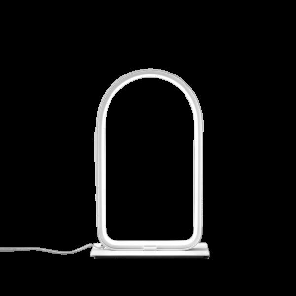 Lampe à poser Nicole cadre en aluminium avec diffuseur en silicone blanc opale au design contemporain Gea Luce