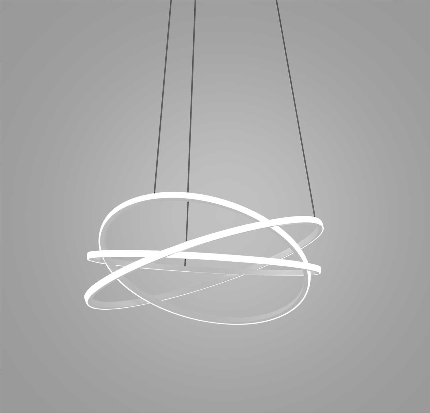 Suspension Atia base en aluminium avec diffuseur en verre blanc opale au design contemporain par Gea Luce Suspension Atia base en aluminium avec diffuseur en verre blanc opale au design contemporain par Gea Luce