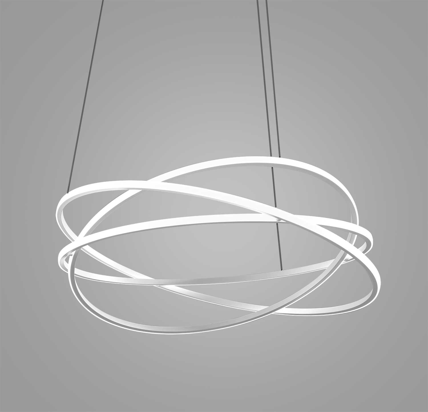 Suspension Atia base en aluminium avec diffuseur en verre blanc opale au design contemporain par Gea Luce Suspension Atia base en aluminium avec diffuseur en verre blanc opale au design contemporain par Gea Luce