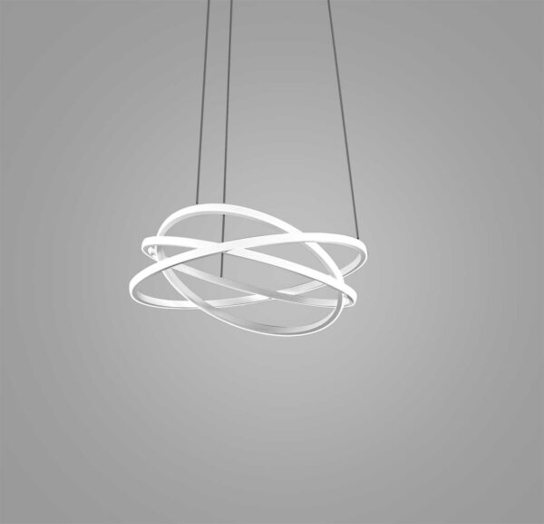 Suspension Atia base en aluminium avec diffuseur en verre blanc opale au design contemporain par Gea Luce