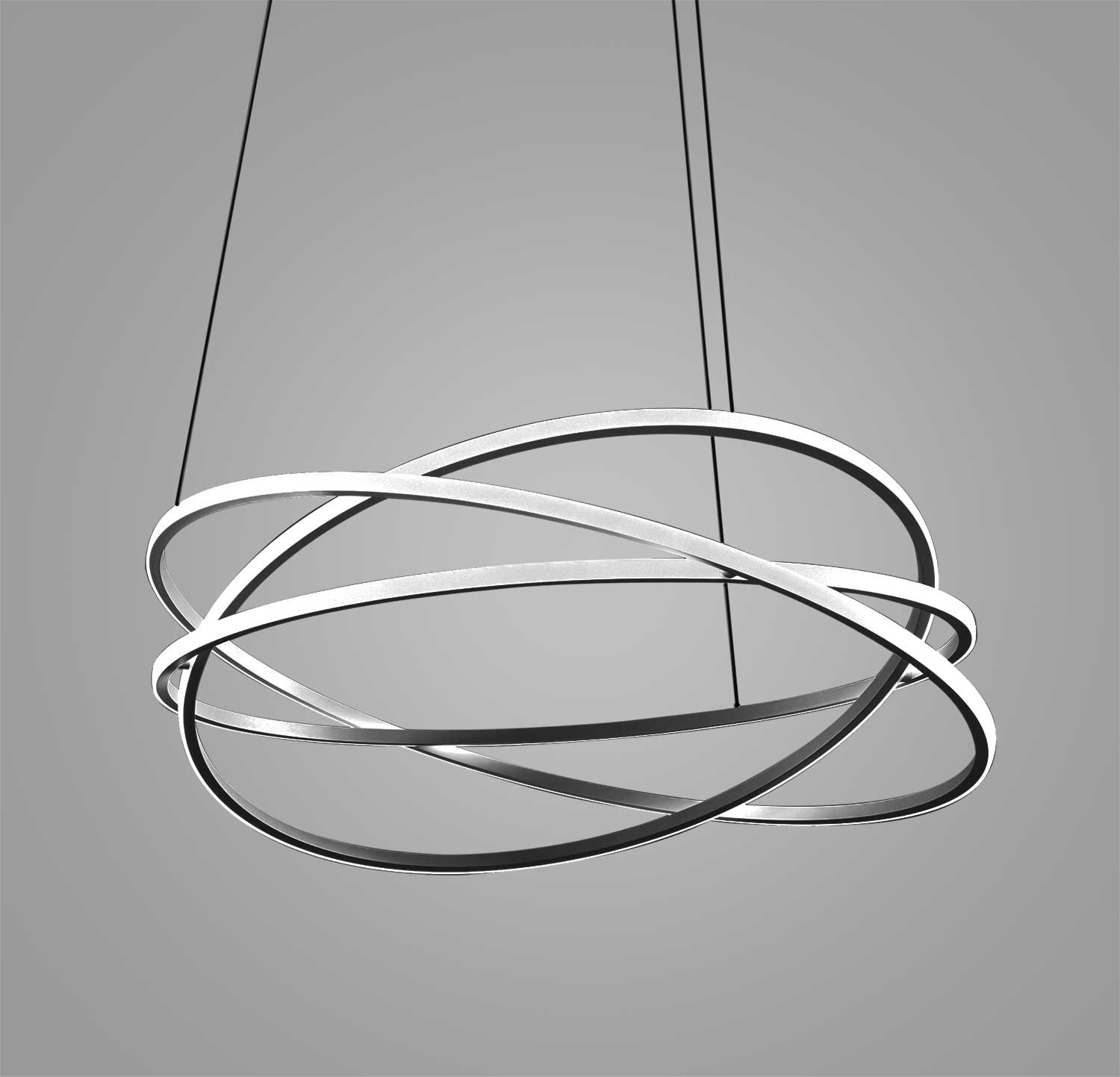 Suspension Atia base en aluminium avec diffuseur en verre blanc opale au design contemporain par Gea Luce Suspension Atia base en aluminium avec diffuseur en verre blanc opale au design contemporain par Gea Luce