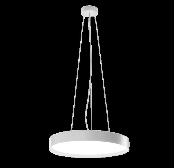 Suspension Ava base en aluminium avec diffuseur en méthacrylate blanc opale au design contemporain par Gea Luce