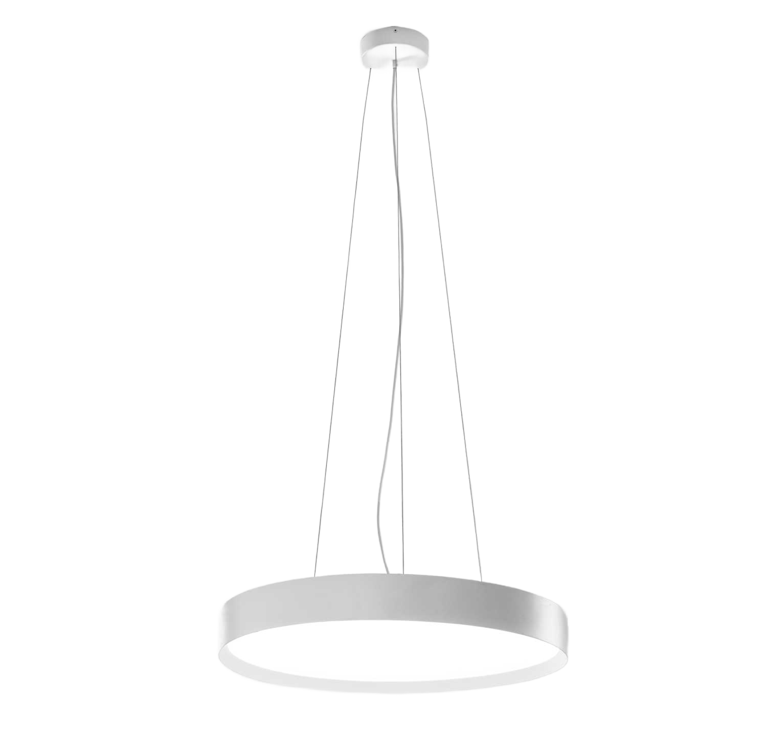 Suspension Ava base en aluminium avec diffuseur en méthacrylate blanc opale au design contemporain par Gea Luce