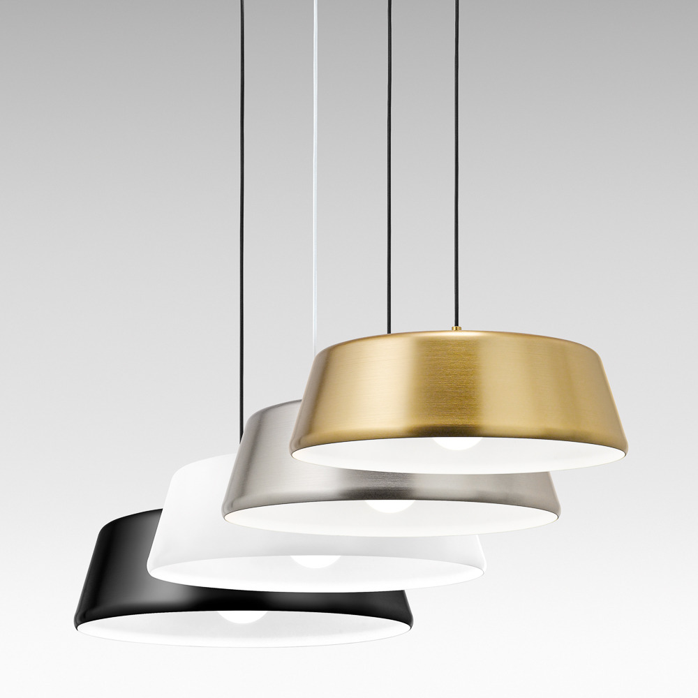 Suspension Blanca cadre en aluminium avec grand abat-jour au design contemporain par Gea Luce Suspension Blanca cadre en aluminium avec grand abat-jour au design contemporain par Gea Luce