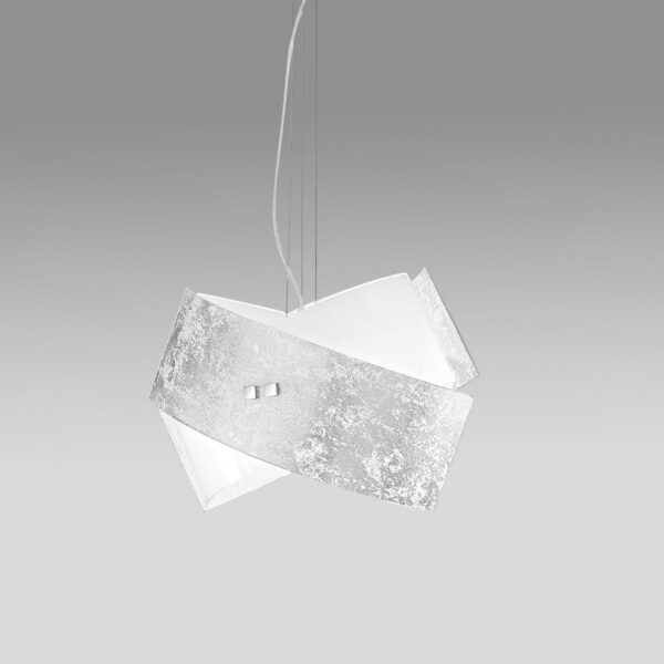 Suspension Camilla avec cadre en métal avec diffuseur en feuille de verre coloré au design contemporain par Gea Luce