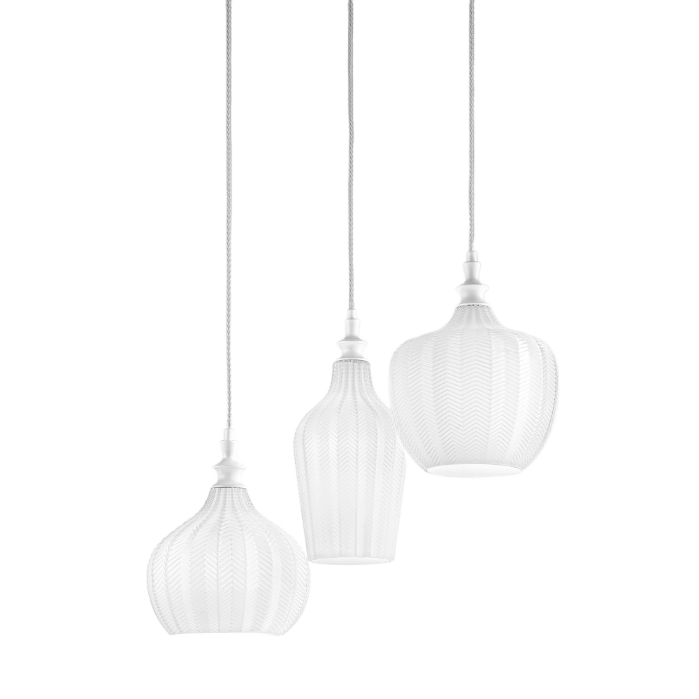 Suspension Cleofe Cluster avec cadre en métal avec diffuseur en verre au design contemporain par Gea Luce