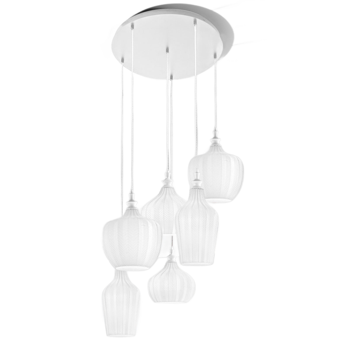 Suspension Cleofe Cluster avec cadre en métal avec diffuseur en verre au design contemporain par Gea Luce Suspension Cleofe Cluster avec cadre en métal avec diffuseur en verre au design contemporain par Gea Luce