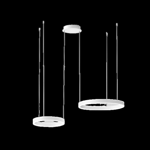Suspension Chryseide 2D base en aluminium avec diffuseur en silicone blanc opale au design contemporain par Gea Luce