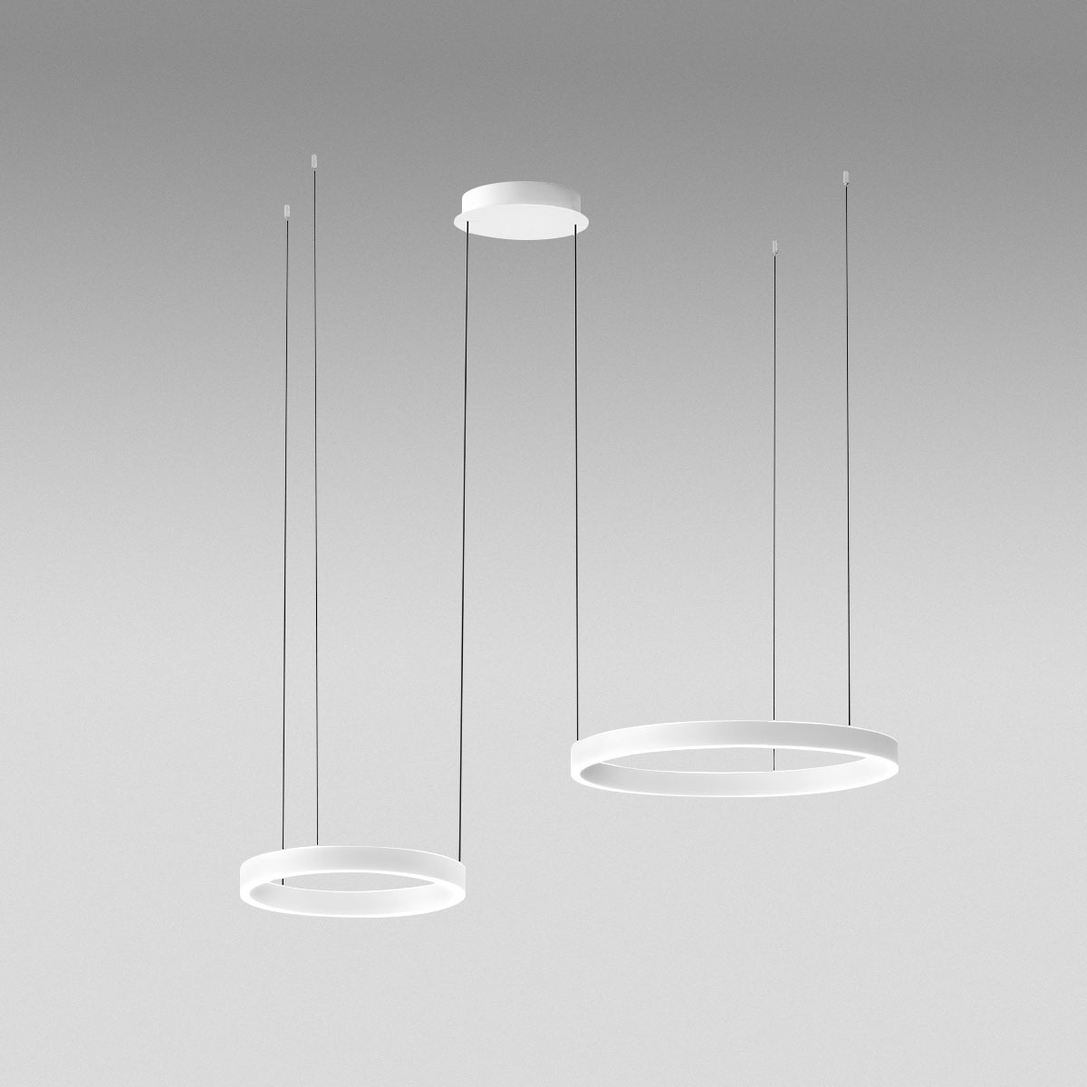 Suspension Chryseide 2D base en aluminium avec diffuseur en silicone blanc opale au design contemporain par Gea Luce