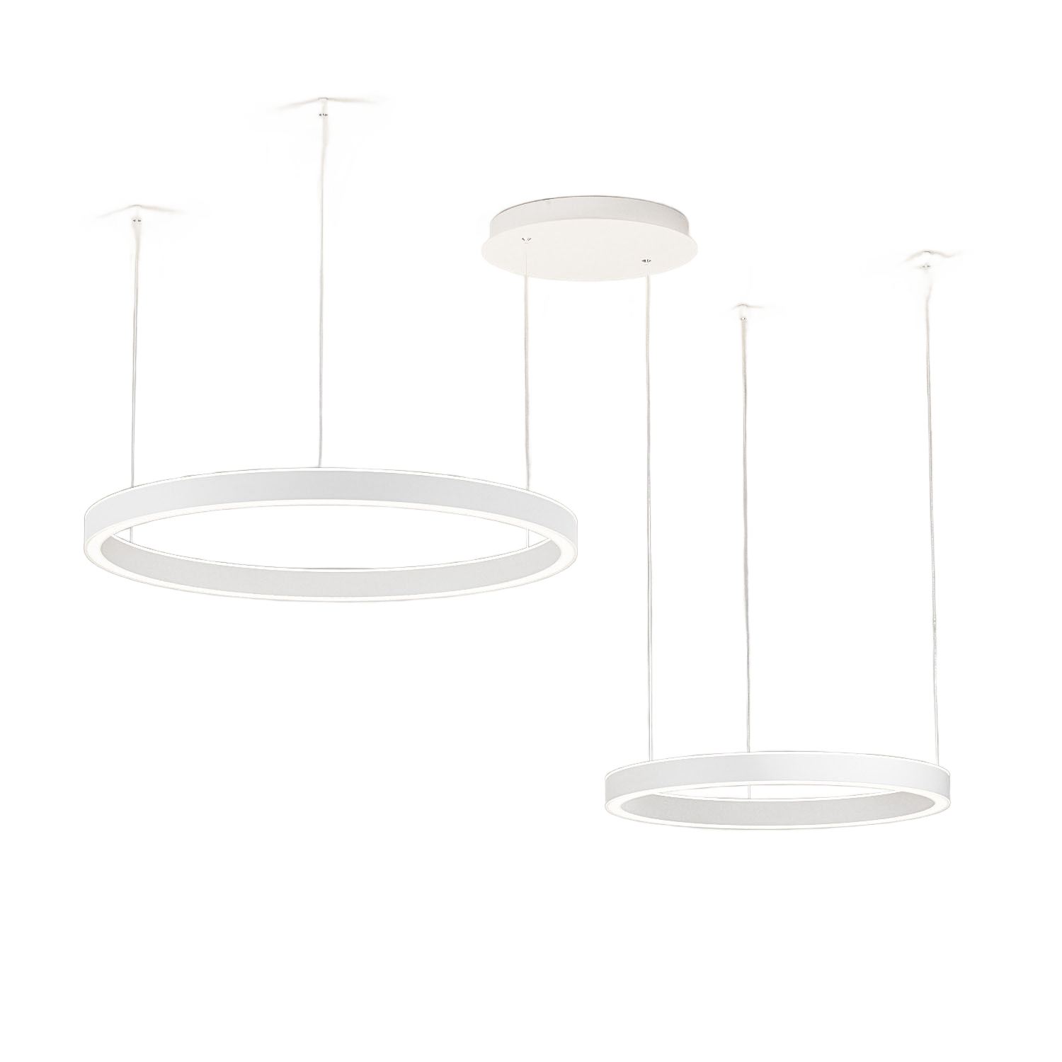 Suspension Chryseide 2D base en aluminium avec diffuseur en silicone blanc opale au design contemporain par Gea Luce Suspension Chryseide 2D base en aluminium avec diffuseur en silicone blanc opale au design contemporain par Gea Luce