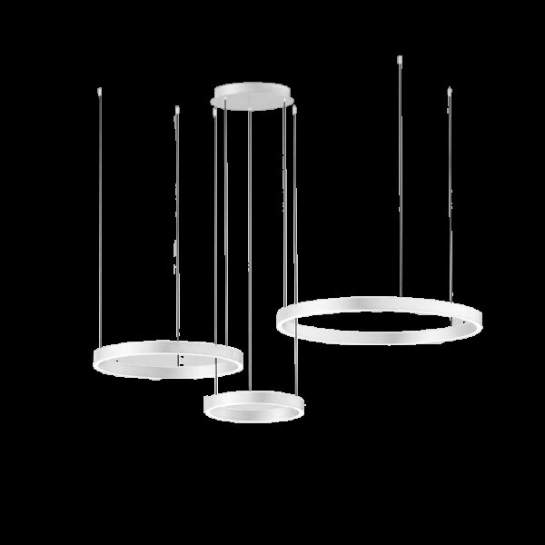 Suspension Chryseide 3D base en aluminium avec diffuseur en silicone blanc opale au design contemporain par Gea Luce