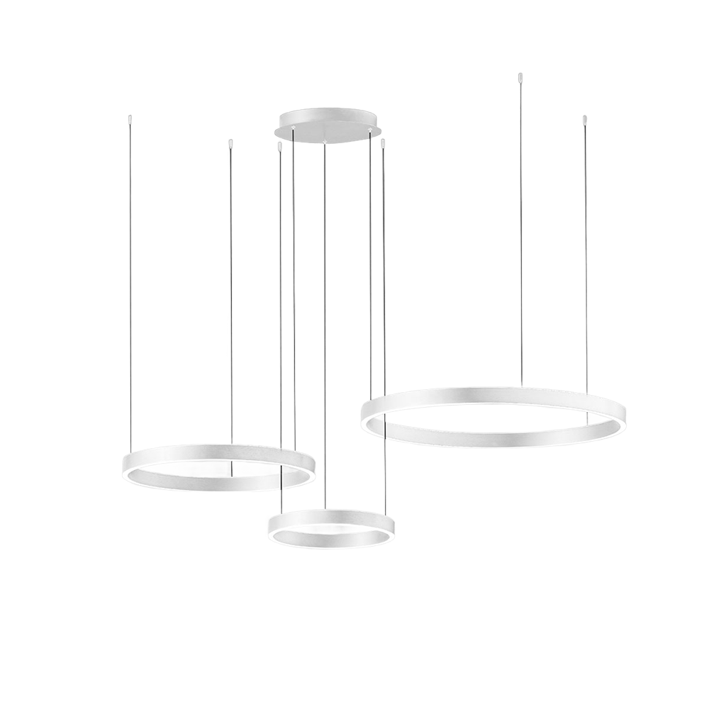 Suspension Chryseide 3D base en aluminium avec diffuseur en silicone blanc opale au design contemporain par Gea Luce Suspension Chryseide 3D base en aluminium avec diffuseur en silicone blanc opale au design contemporain par Gea Luce