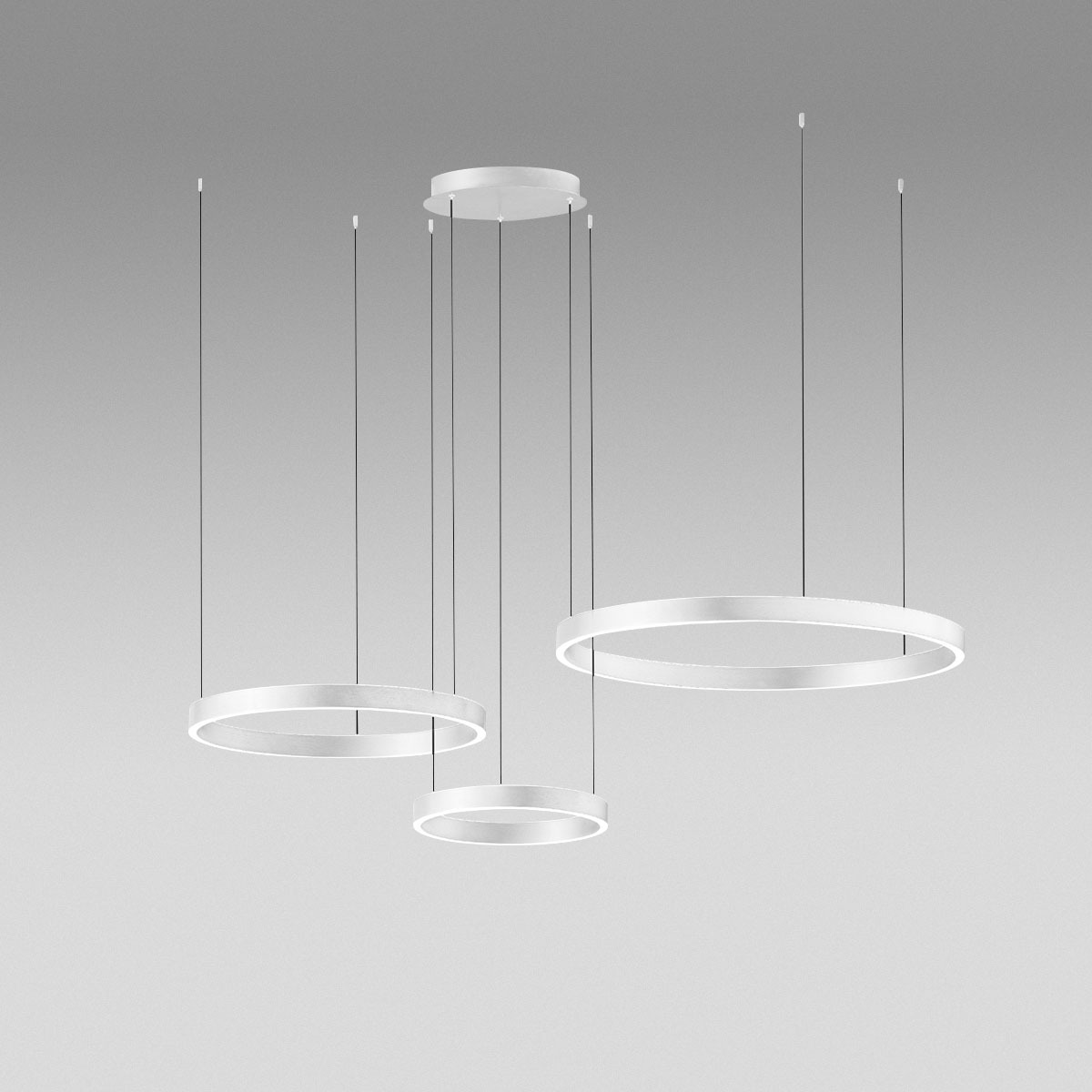 Suspension Chryseide 3D base en aluminium avec diffuseur en silicone blanc opale au design contemporain par Gea Luce Suspension Chryseide 3D base en aluminium avec diffuseur en silicone blanc opale au design contemporain par Gea Luce